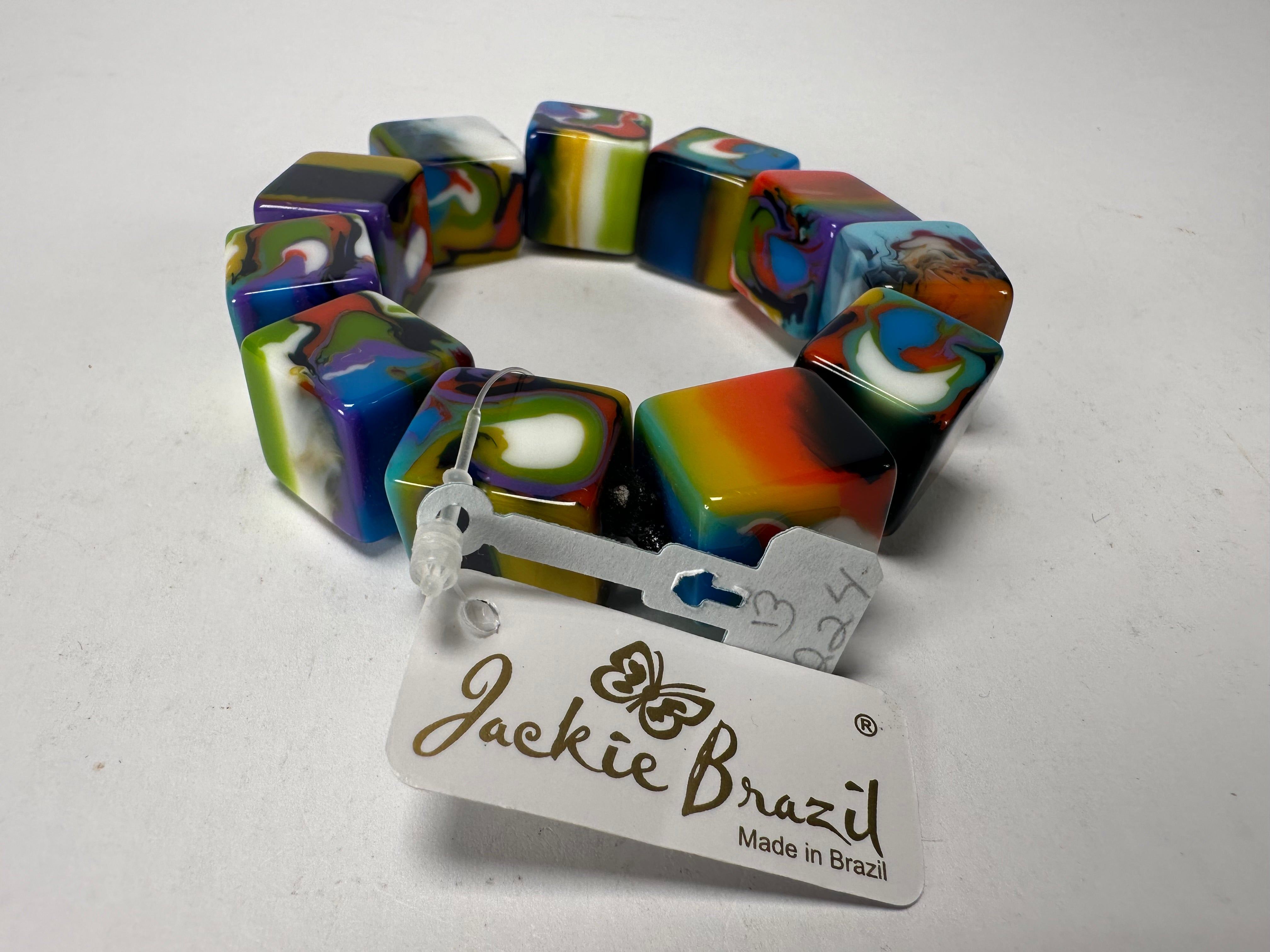 Jackie Brazil "Kandinsky" Liquorice Small Cubes Bracelet ( B0224 )