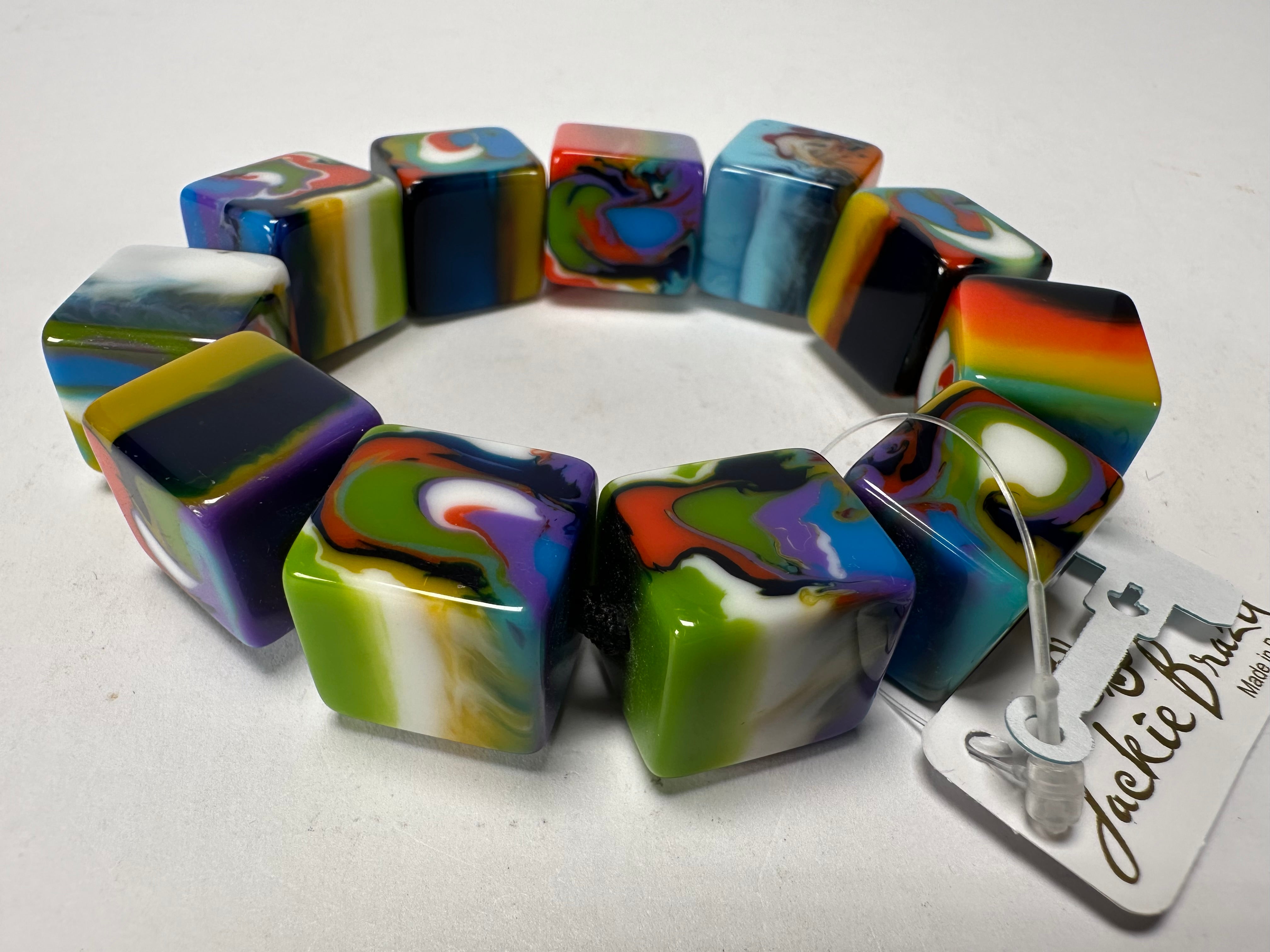 Jackie Brazil "Kandinsky" Liquorice Small Cubes Bracelet ( B0224 )