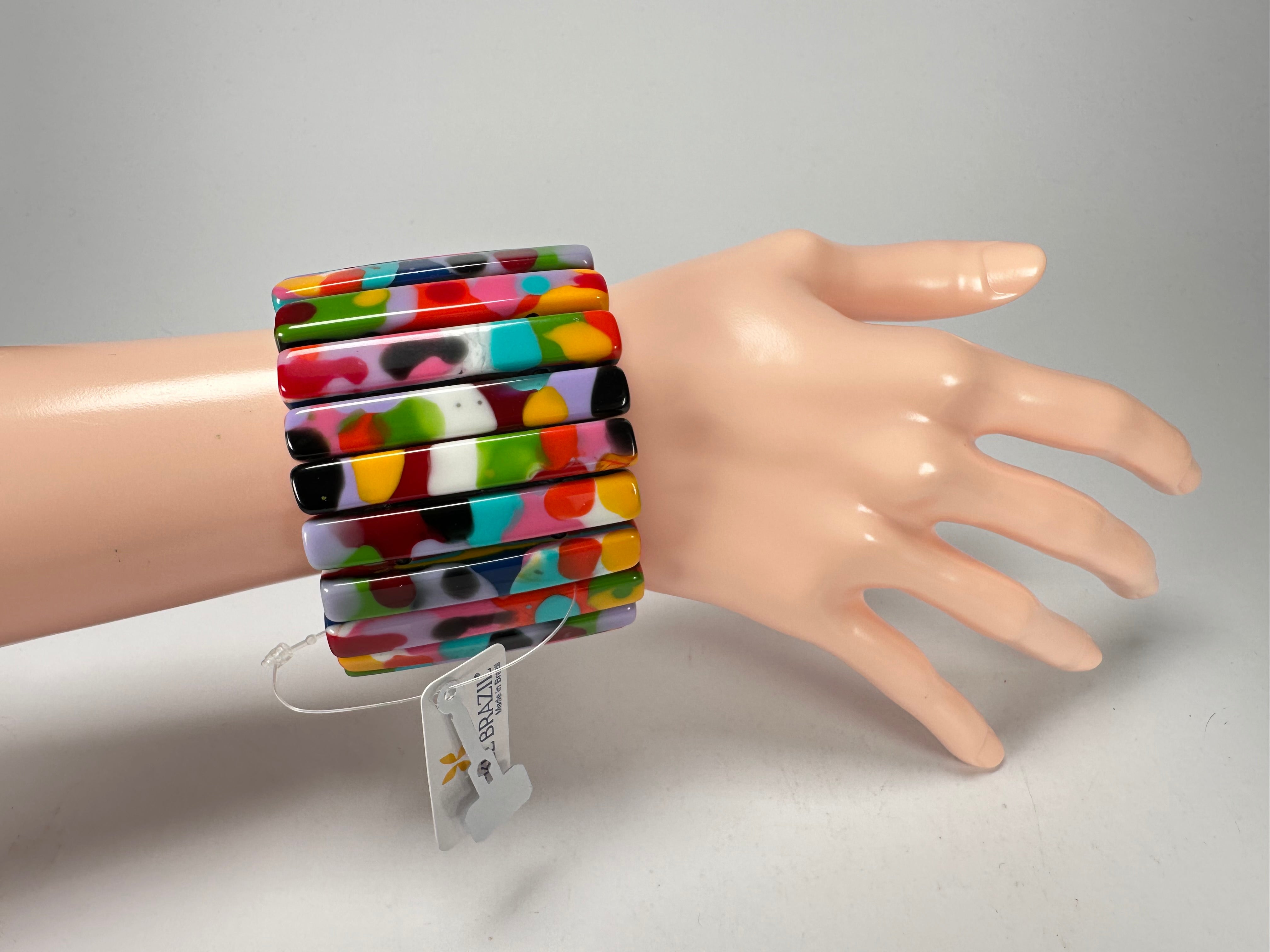 Jackie Brazil "Clarissa" Kandinsky Thin Rectangles Elasticated Bracelet ( B2335 )