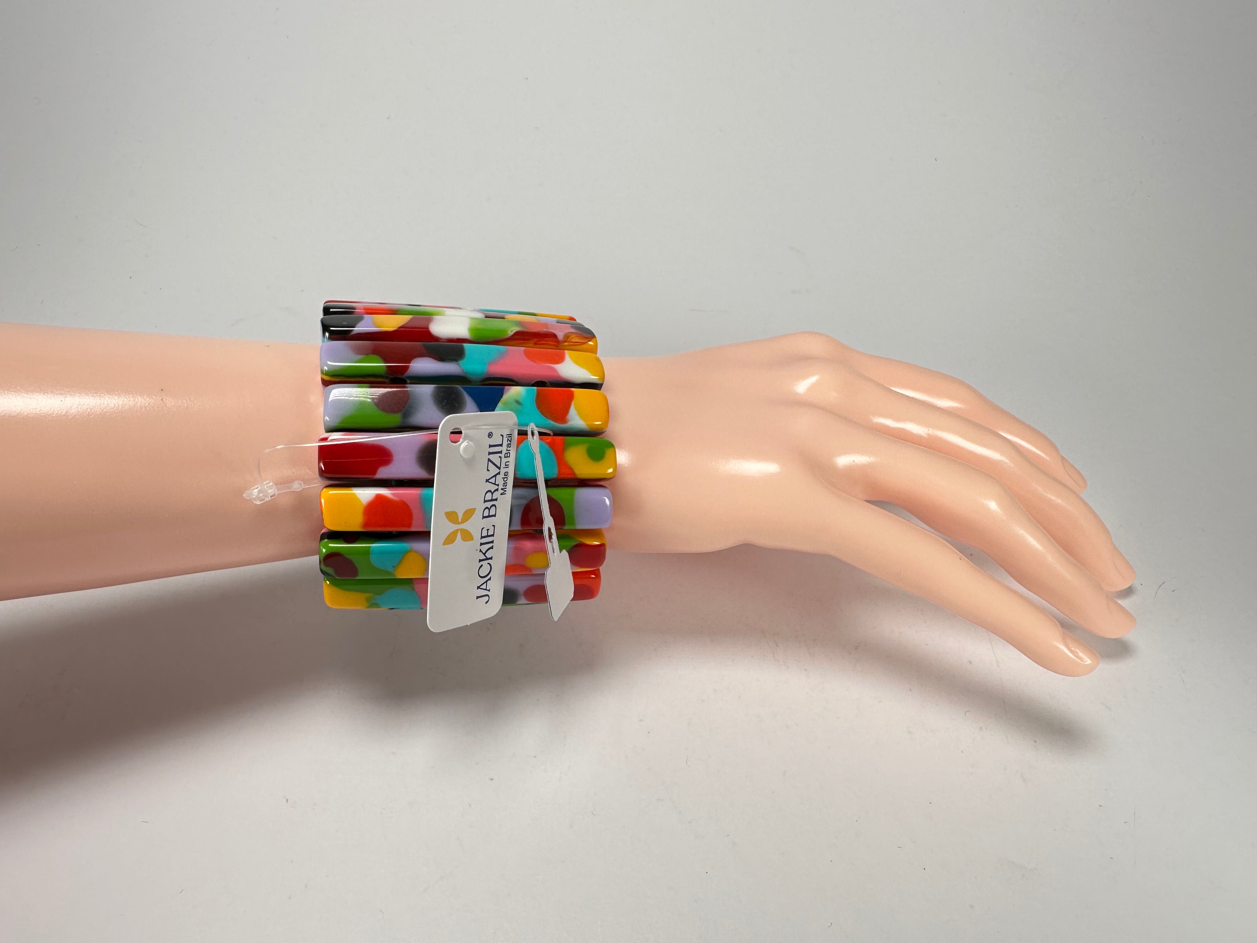 Jackie Brazil "Clarissa" Kandinsky Thin Rectangles Elasticated Bracelet ( B2335 )