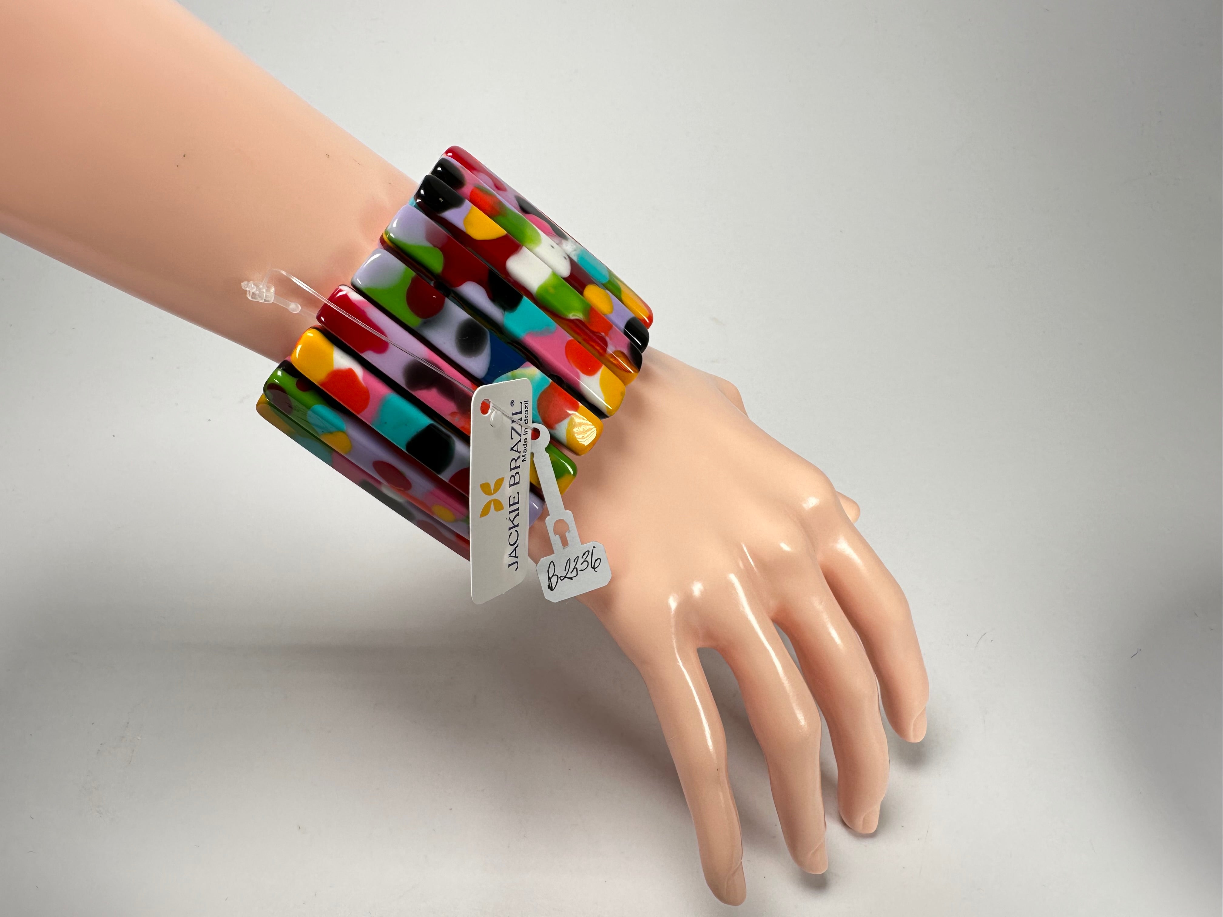 Jackie Brazil "Clarissa" Kandinsky Thin Rectangles Elasticated Bracelet ( B2335 )