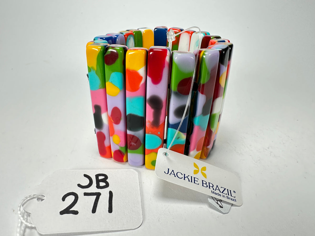 Jackie Brazil "Clarissa" Kandinsky Thin Rectangles Elasticated Bracelet ( B2335 )