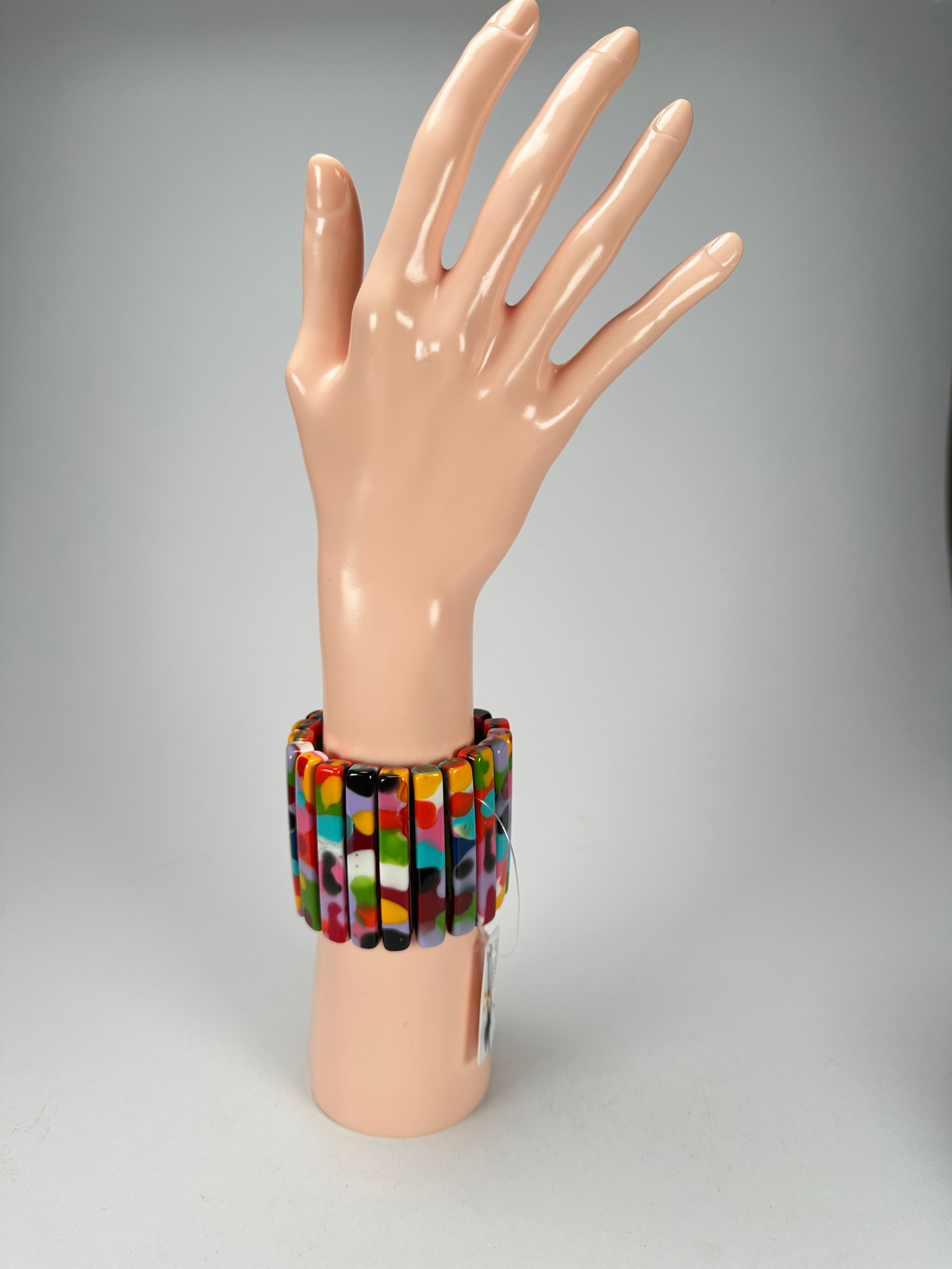 Jackie Brazil "Clarissa" Kandinsky Thin Rectangles Elasticated Bracelet ( B2335 )