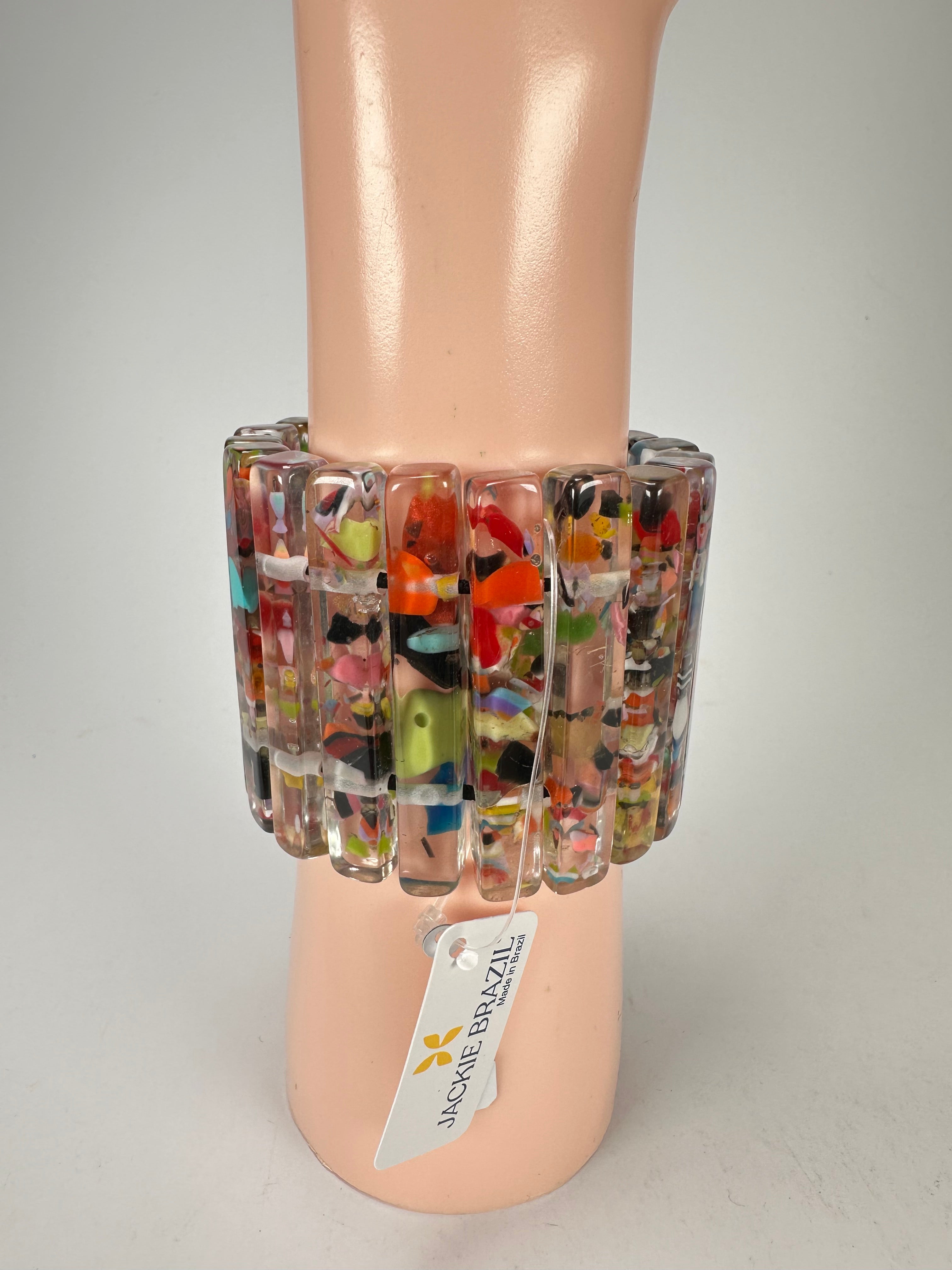 Jackie Brazil "Clarissa" Cascade Thin Rectangles Elasticated Bracelet ( B2335 )