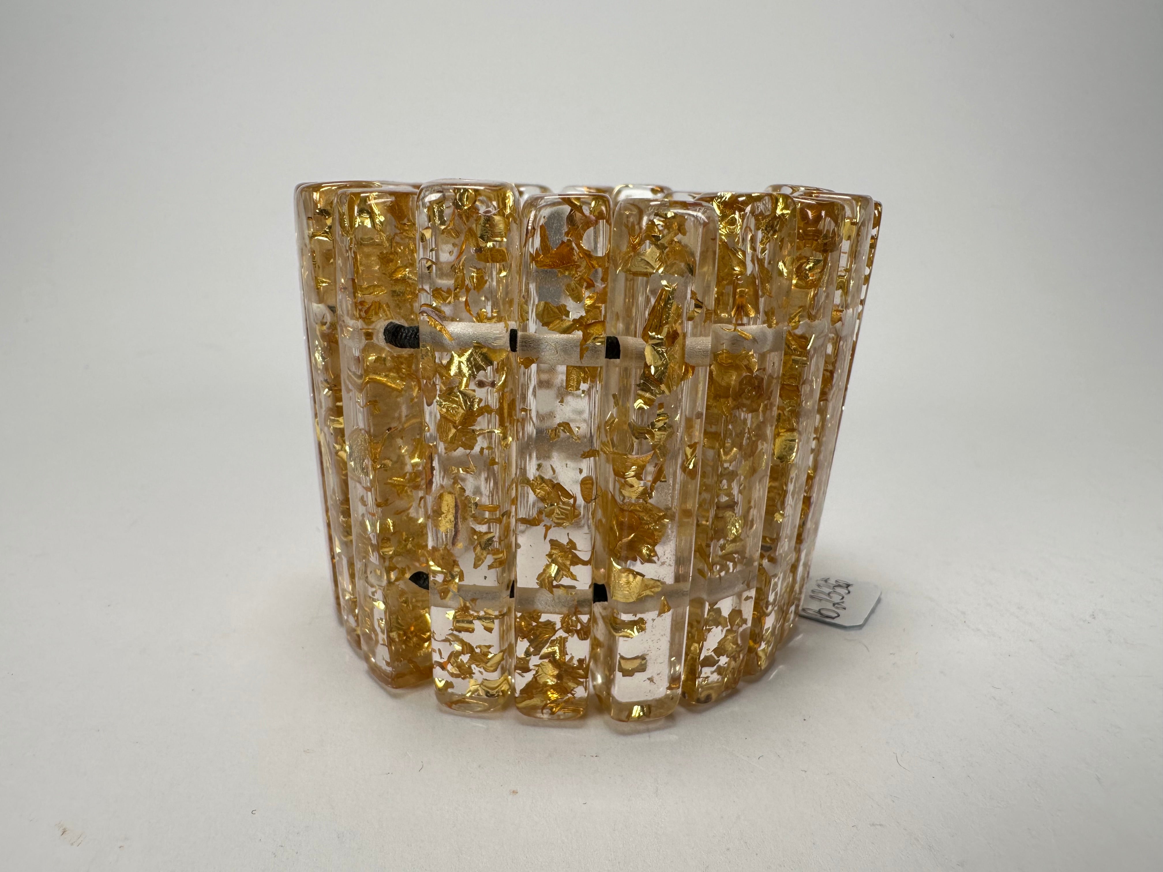 Jackie Brazil "Clarissa" Gold Flakes Thin Rectangles Elasticated Bracelet ( B2335 )