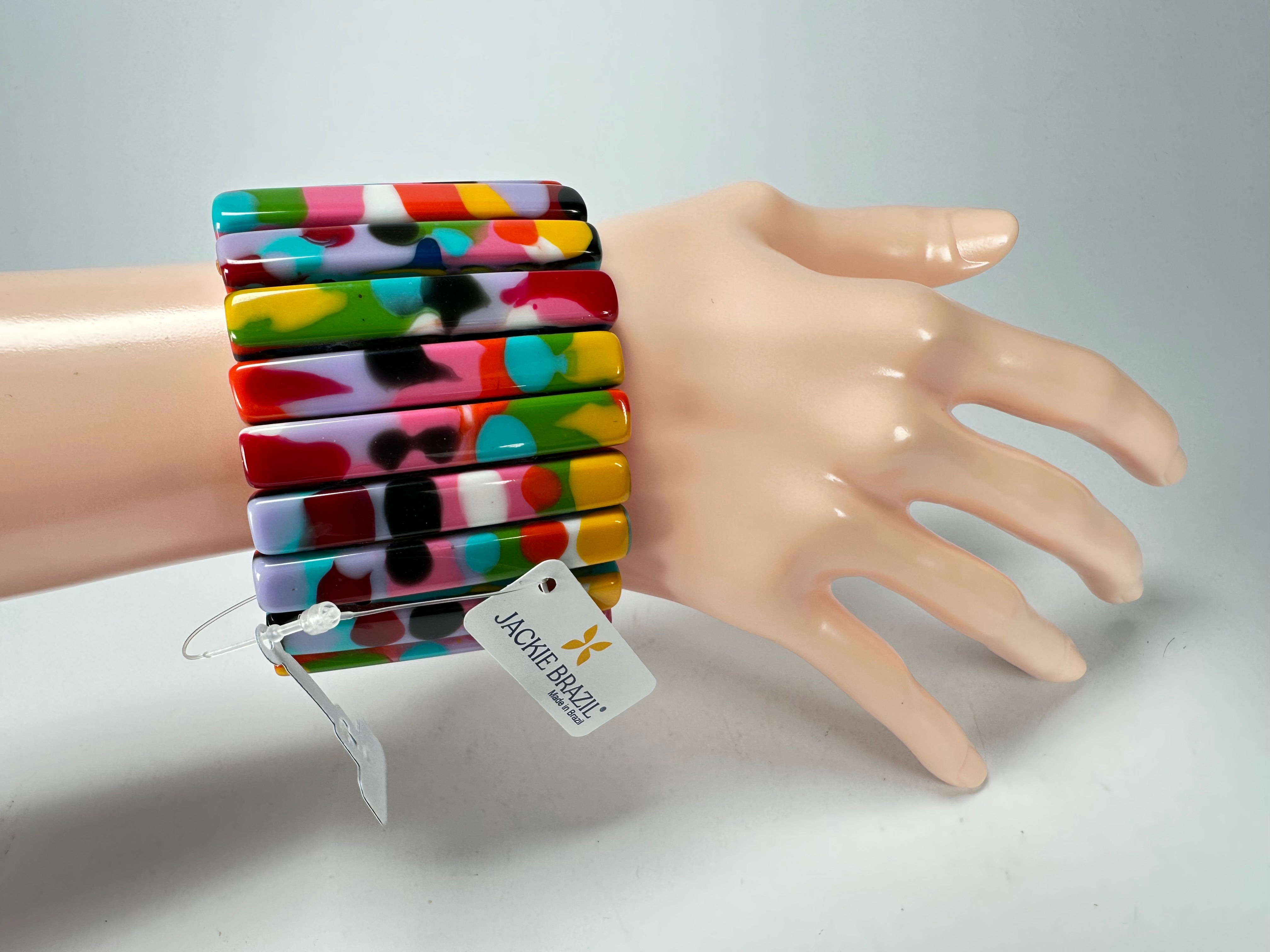 Jackie Brazil "Clarissa" Kandinsky Thin Rectangles Elasticated Bracelet ( B2335 )