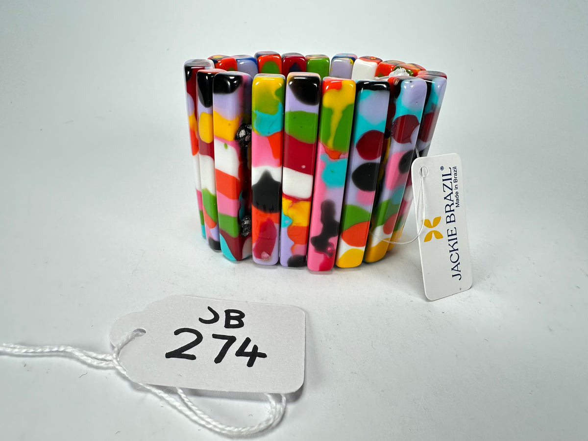 Jackie Brazil "Clarissa" Kandinsky Thin Rectangles Elasticated Bracelet ( B2335 )