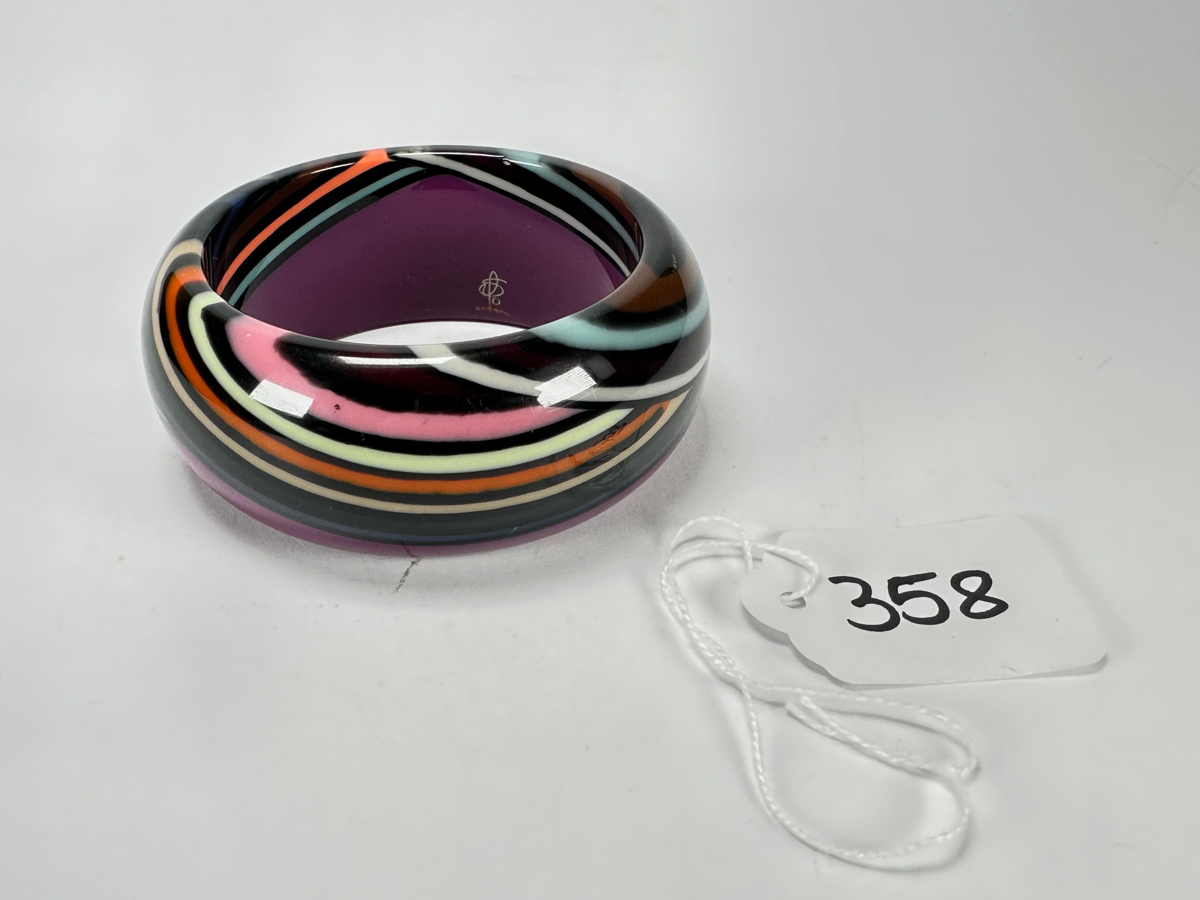 Jackie Brazil "Optic" Purple & Colour Swirls Solid Round 3.4cm Bangle ( B3170 )