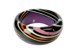 Jackie Brazil "Optic" Purple & Colour Swirls Solid Round 3.4cm Bangle ( B3170 )