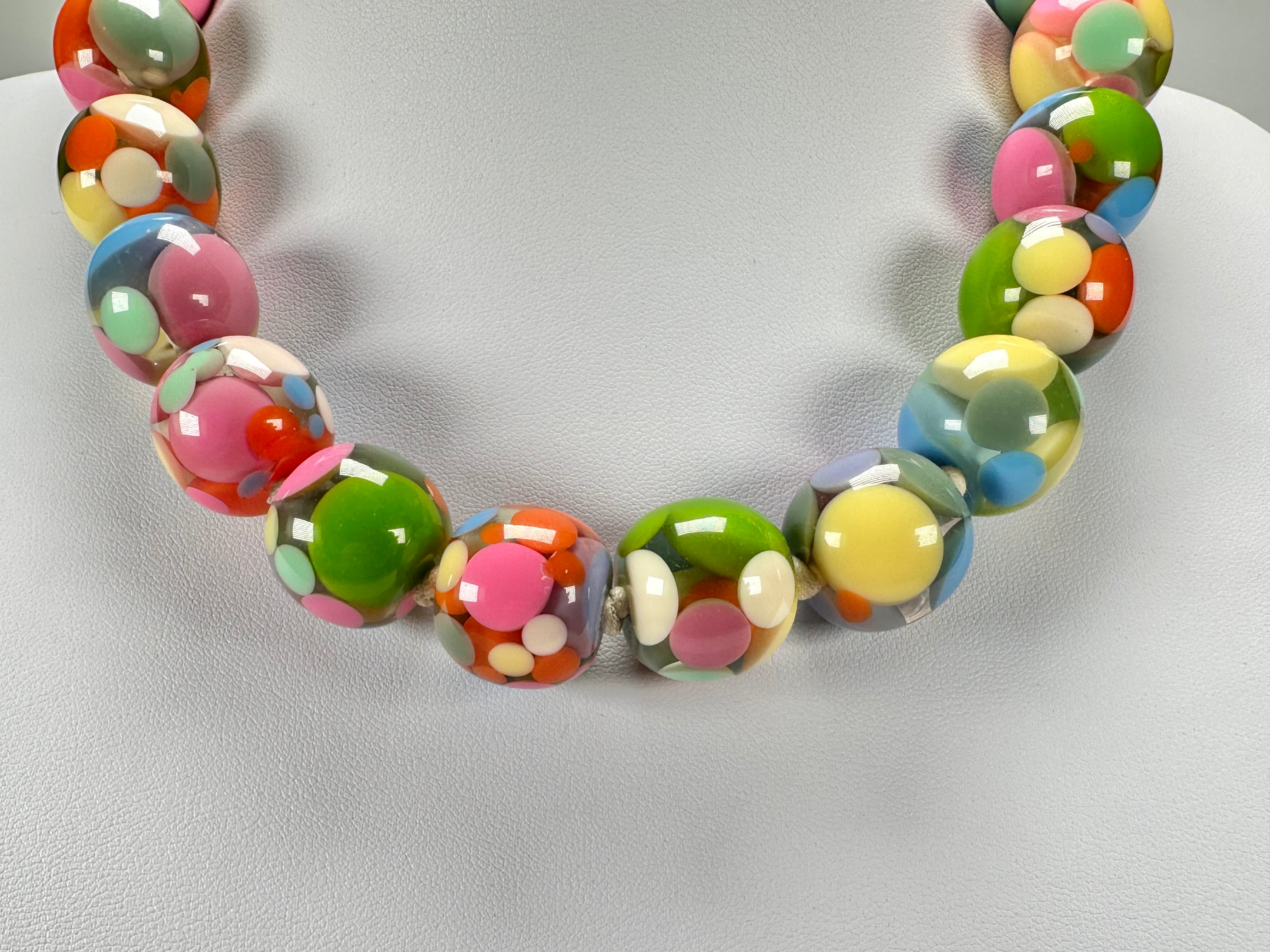 Jackie Brazil "Spotted Balls" Spring Colour Spots Resin Necklace 50cm ( N1500 )