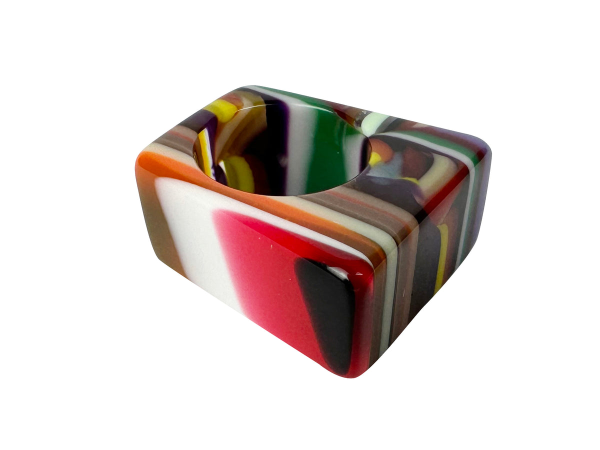 Jackie Brazil "Leda" Liquorice Allsorts Pop Art Colour Mix Resin Ring ( R2269 ) UK P / USA 7.5