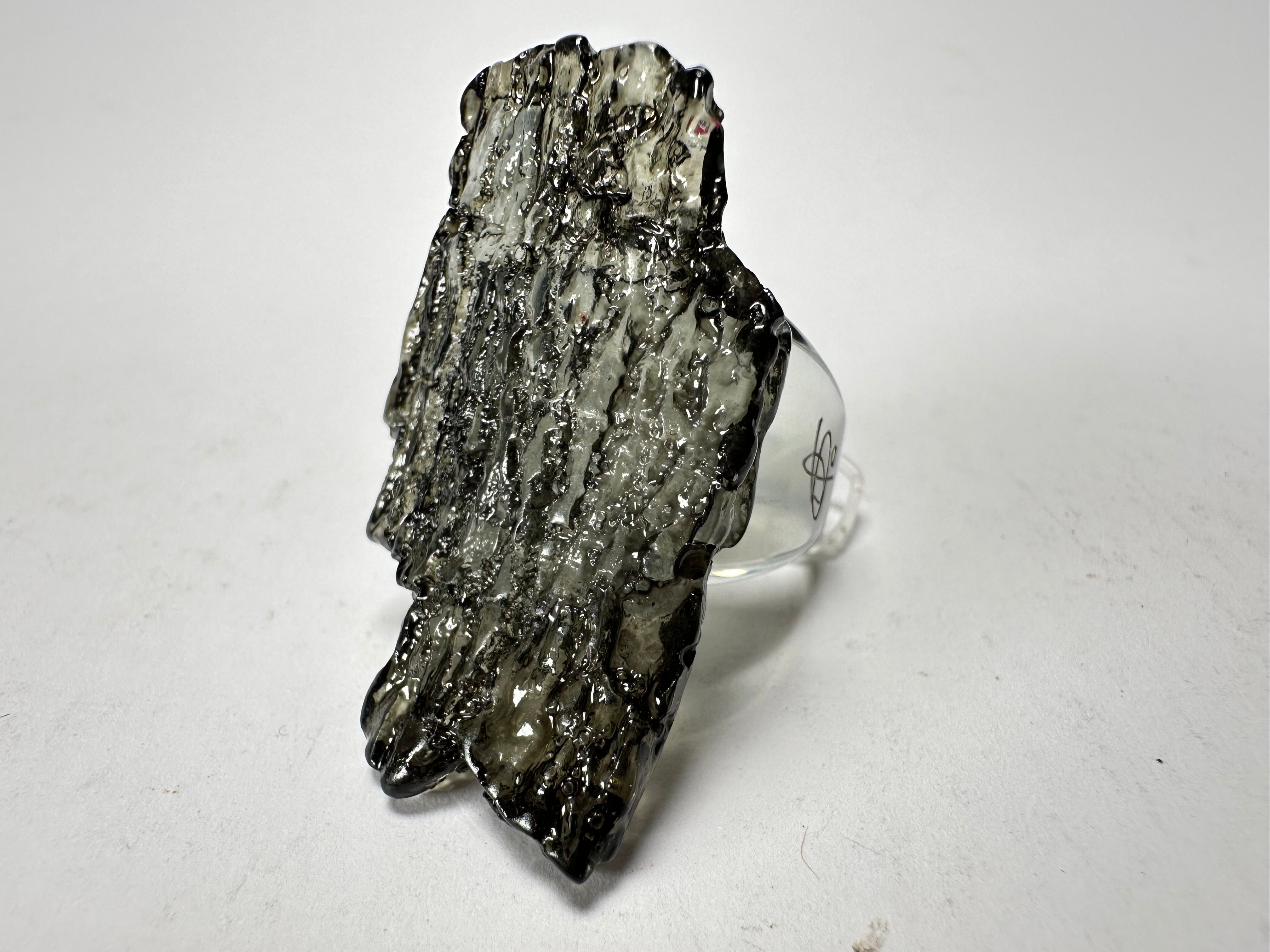 Jackie Brazil "Smoked Crystal" Charcoal Resin Ring ( R0001 ) UK P / USA 7.5