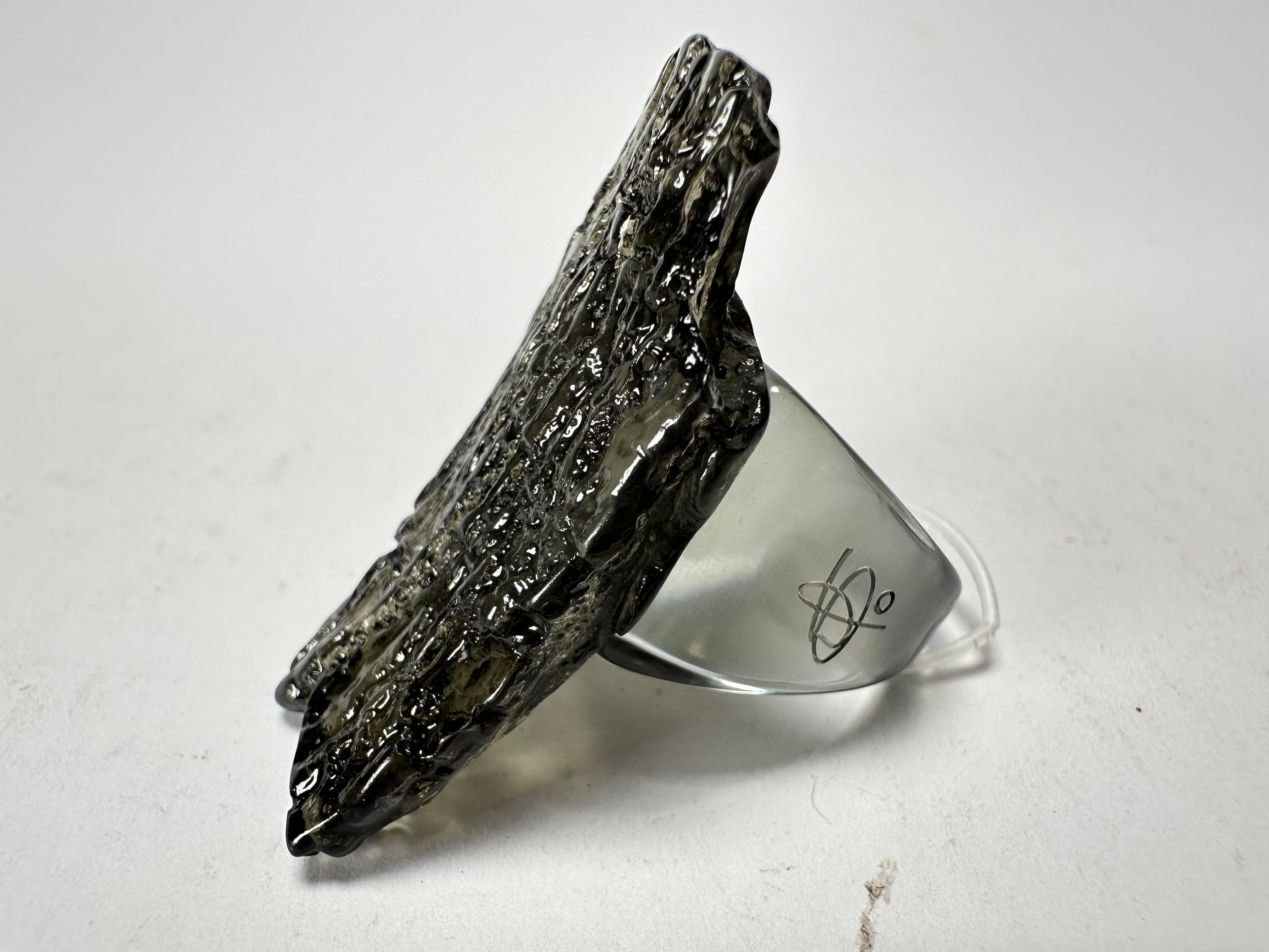 Jackie Brazil "Smoked Crystal" Charcoal Resin Ring ( R0001 ) UK P / USA 7.5