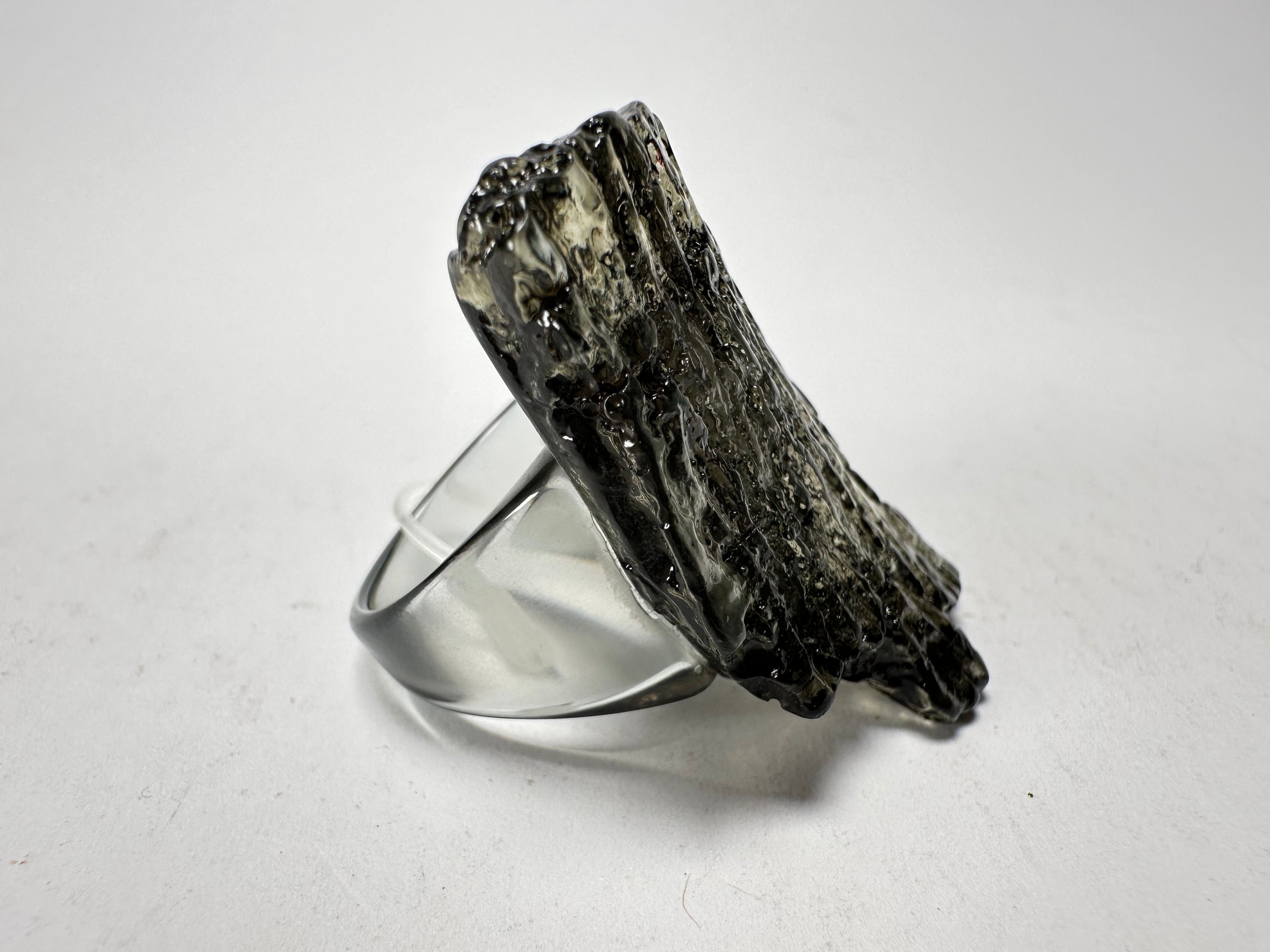 Jackie Brazil "Smoked Crystal" Charcoal Resin Ring ( R0001 ) UK P / USA 7.5