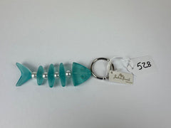 Jackie Brazil "Skeleton Fish" Light Blue Resin Keyring ( K0178 )