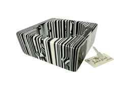 Jackie Brazil "Zebra" Liquorice Allsorts Black & White Striped 3.4cm Square Resin Bangle ( B2056 )