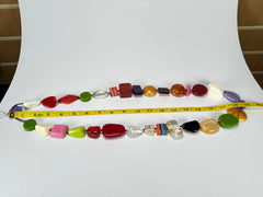 Jackie Brazil "Indiana" Mix Colours Multi-Bead Long Resin 110cm Necklace ( N0038 )