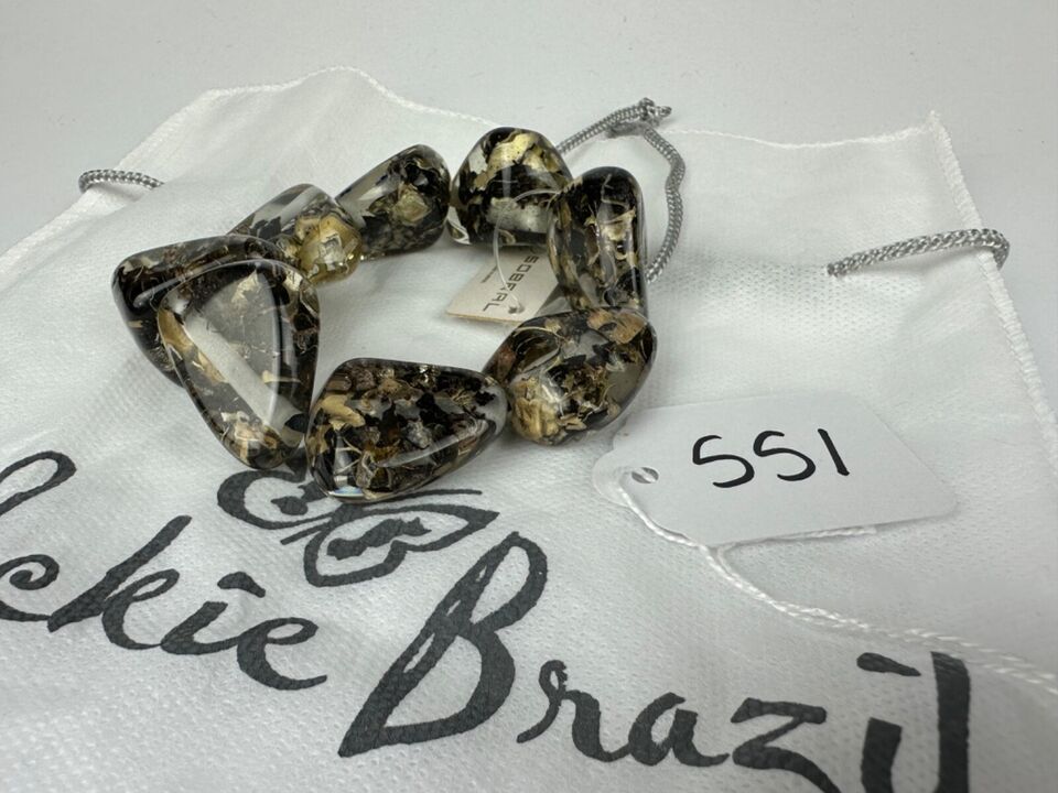 Jackie Brazil "Diamonds" Seaweed Flintstone Bone Bracelet ( B0211 )