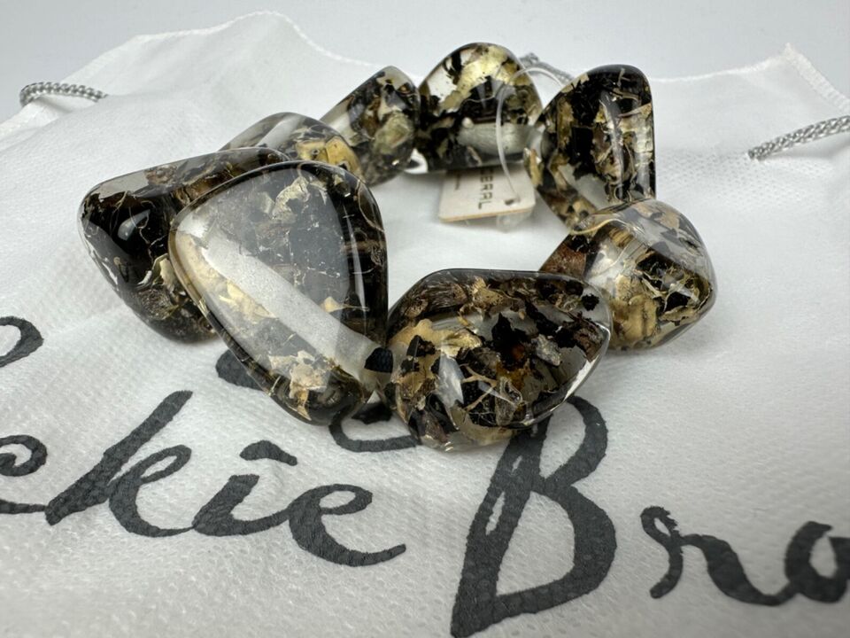 Jackie Brazil "Diamonds" Seaweed Flintstone Bone Bracelet ( B0211 )