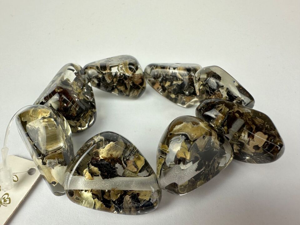 Jackie Brazil "Diamonds" Seaweed Flintstone Bone Bracelet ( B0211 )