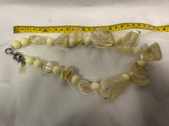 Jackie Brazil "Vesubio" Cream Marble Large Beads & Stones Necklace ( N1616 )