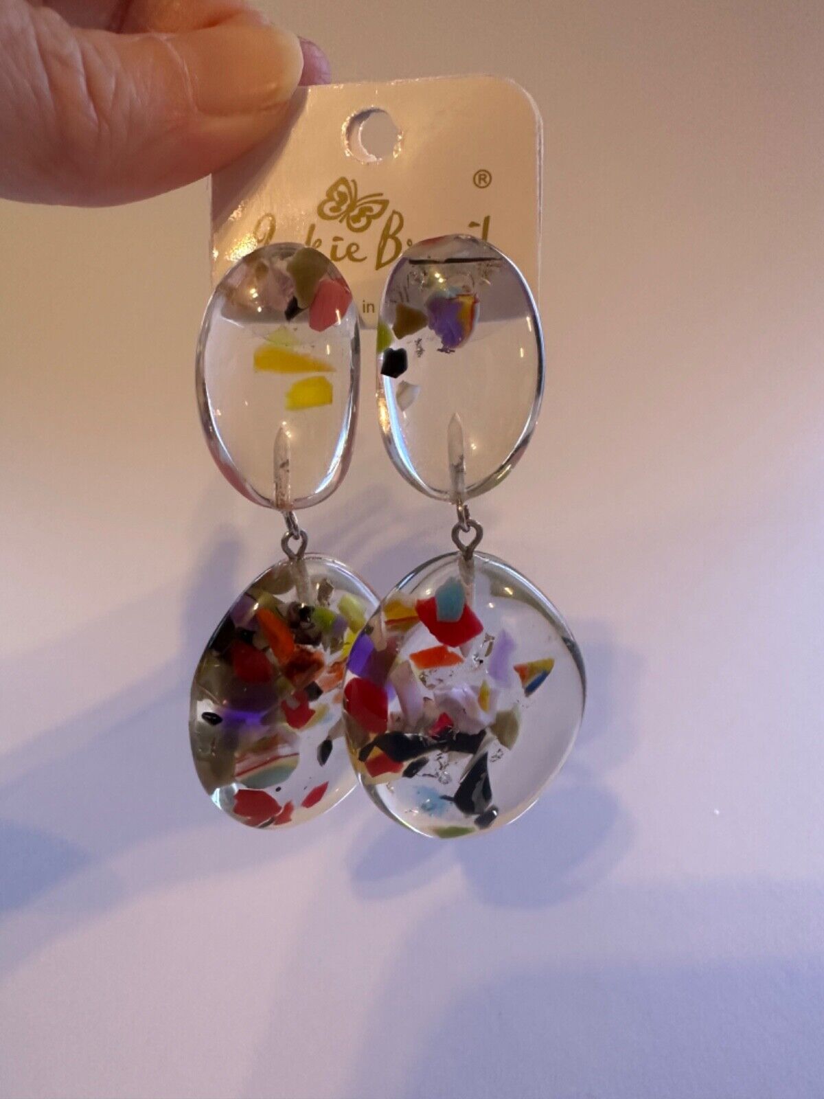 Jackie Brazil "Cascade" Medium Riverstone Double Pendant Resin Earrings ( E3900 )