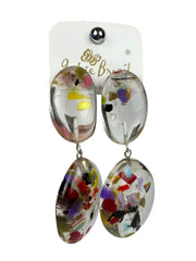 Jackie Brazil "Cascade" Medium Riverstone Double Pendant Resin Earrings ( E3900 )