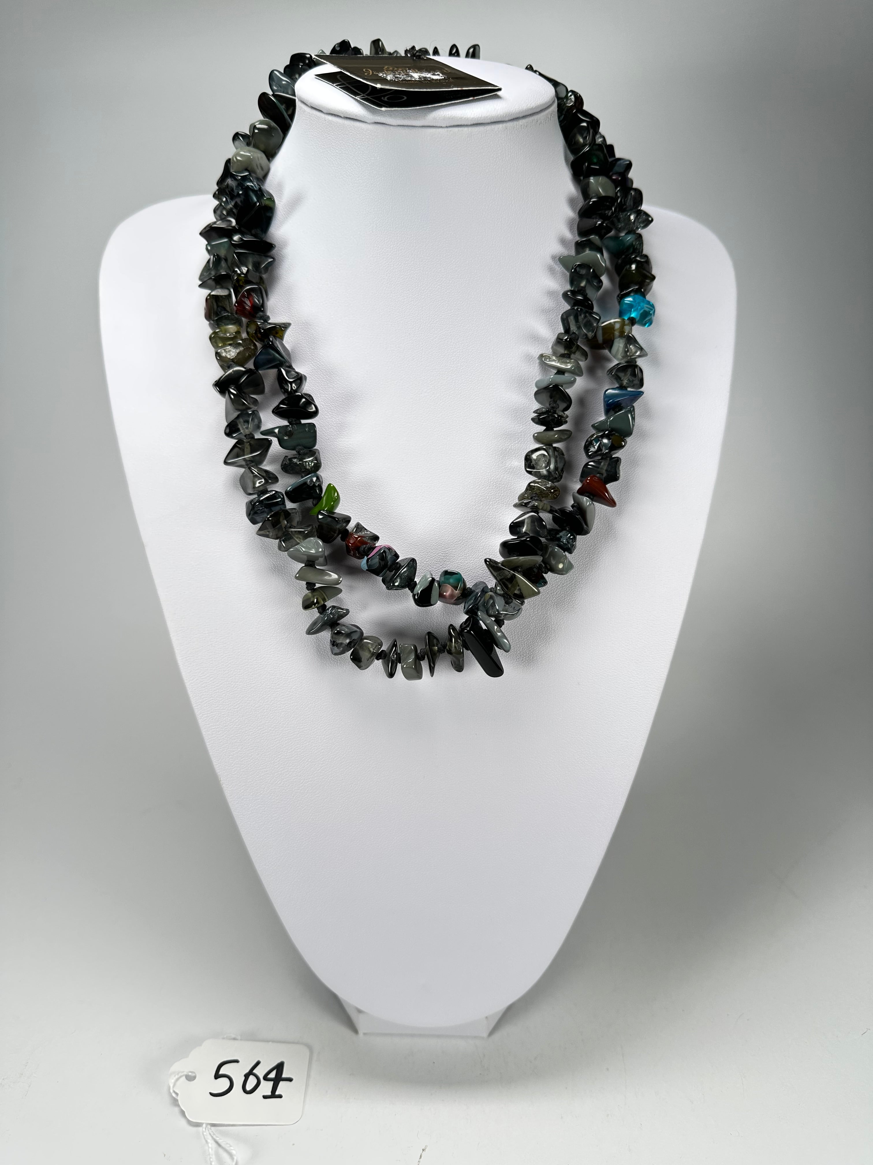 Jackie Brazil "Orient Express" 1 Strand Small Grey Mix Bead Long 110cm Necklace ( N3571 )