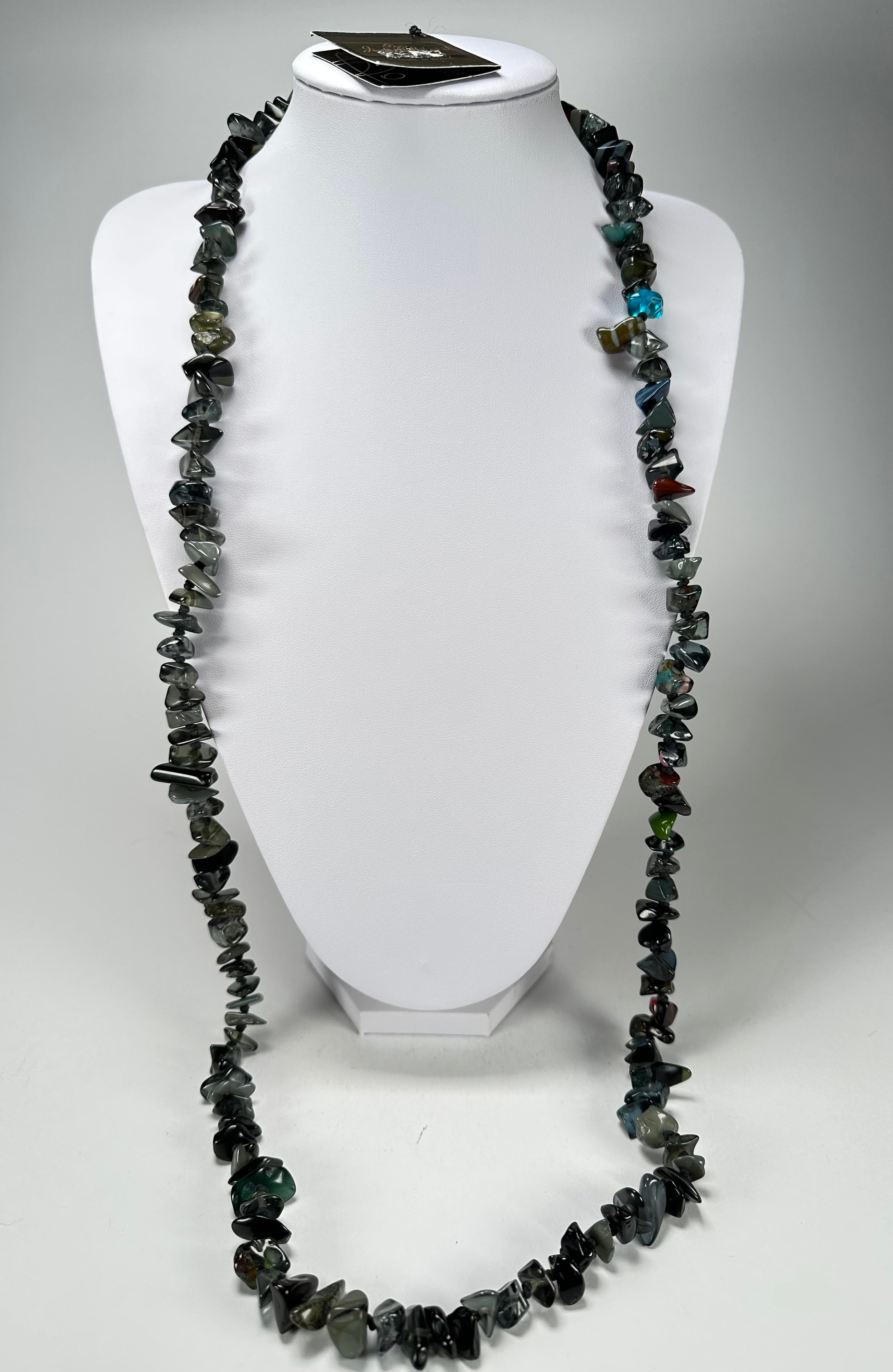 Jackie Brazil "Orient Express" 1 Strand Small Grey Mix Bead Long 110cm Necklace ( N3571 )