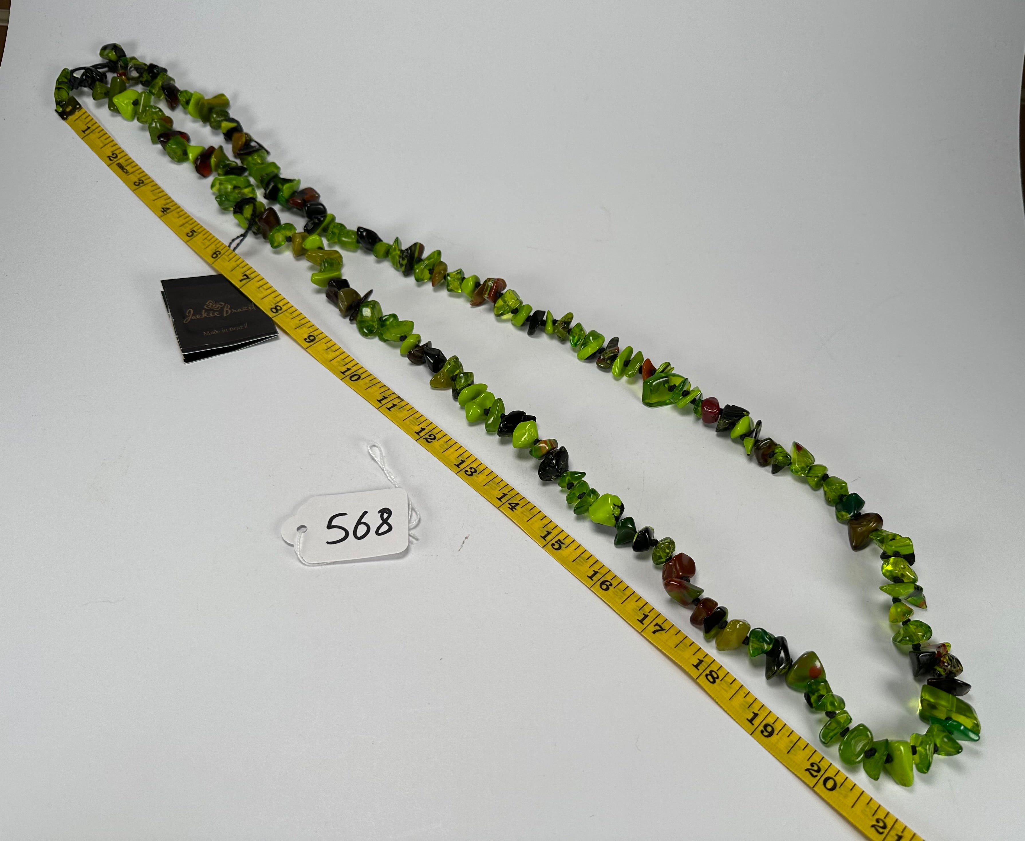 Jackie Brazil "Orient Express" 1 Strand Small Light Green Mix Bead Long 110cm Necklace ( N3571 )