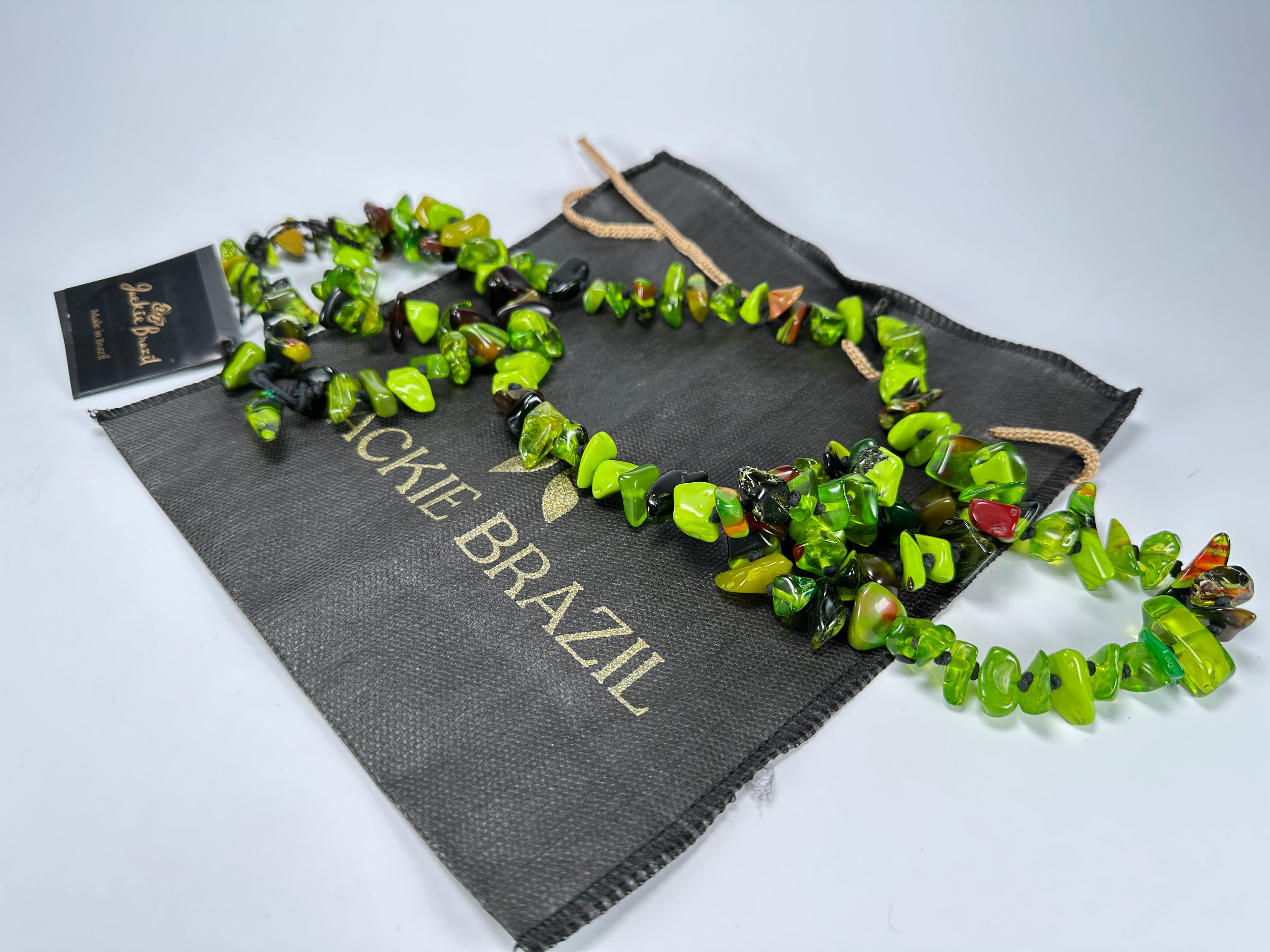 Jackie Brazil "Orient Express" 1 Strand Small Light Green Mix Bead Long 110cm Necklace ( N3571 )