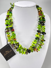 Jackie Brazil "Orient Express" 1 Strand Small Light Green Mix Bead Long 110cm Necklace ( N3571 )