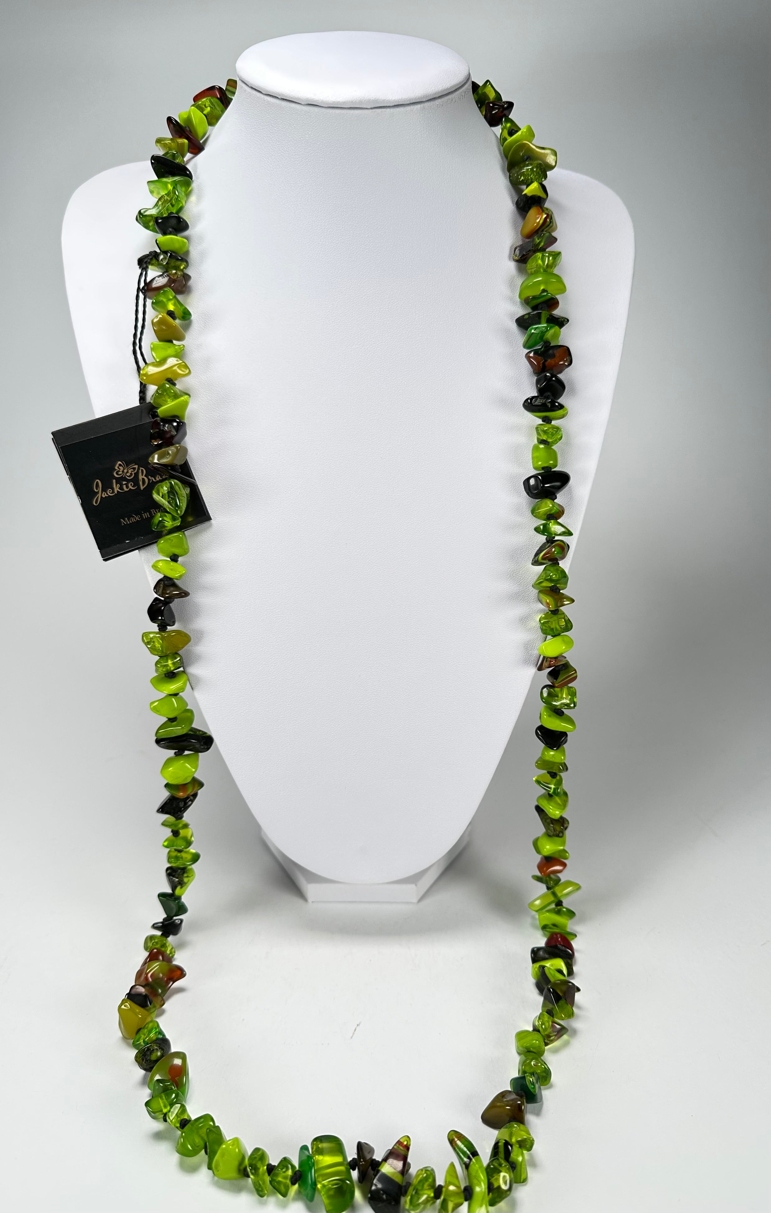 Jackie Brazil "Orient Express" 1 Strand Small Light Green Mix Bead Long 110cm Necklace ( N3571 )