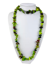 Jackie Brazil "Orient Express" 1 Strand Small Light Green Mix Bead Long 110cm Necklace ( N3571 )