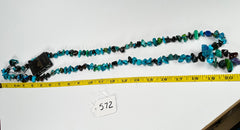 Jackie Brazil "Orient Express" 1 Strand Small Light Blue Mix Bead Long 110cm Necklace ( N3571 )