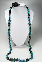 Jackie Brazil "Orient Express" 1 Strand Small Light Blue Mix Bead Long 110cm Necklace ( N3571 )