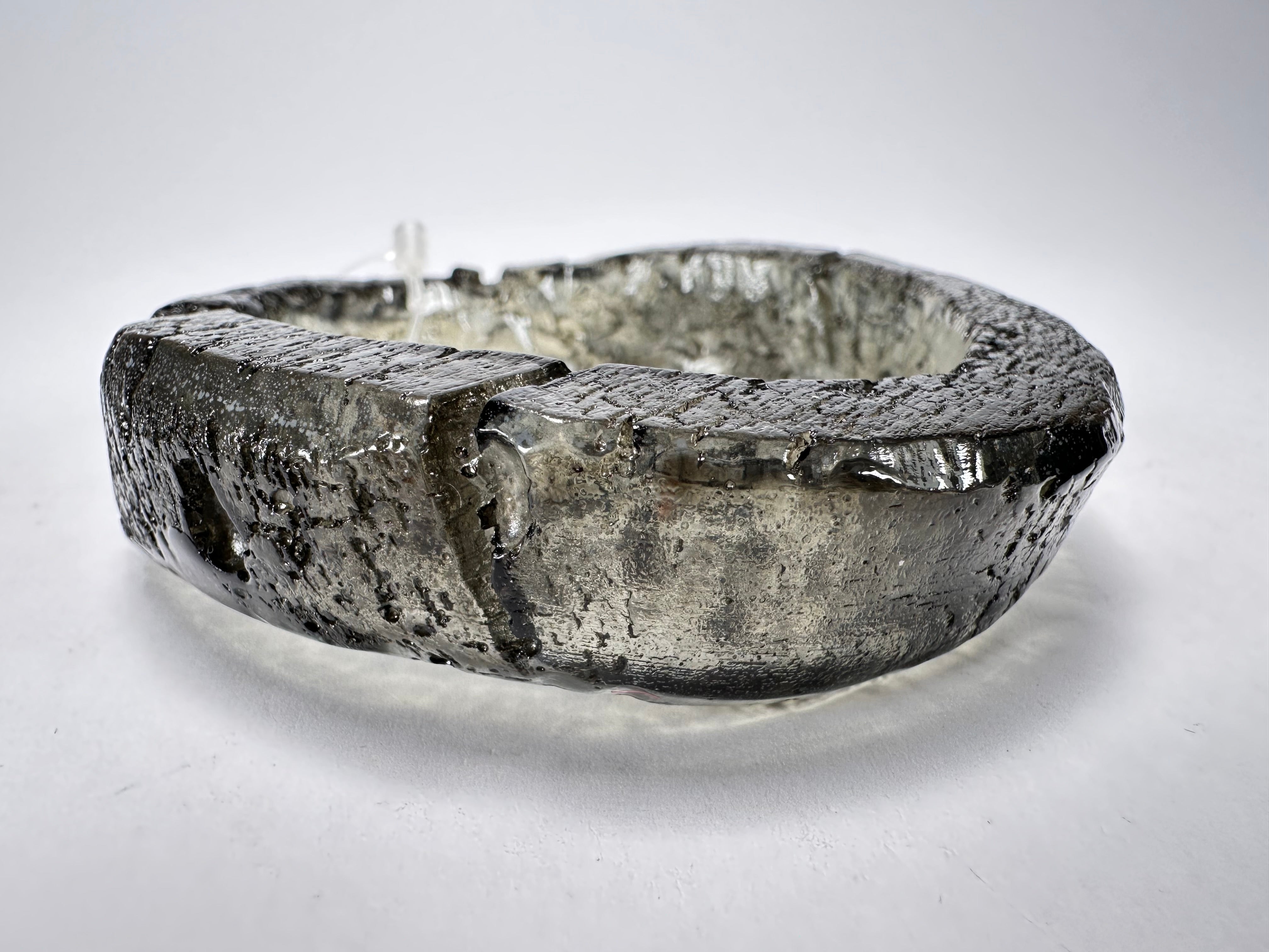 Jackie Brazil "Smoked Crystal" Charcoal Donut Solid Round 3.4cm Bangle ( B2876 )