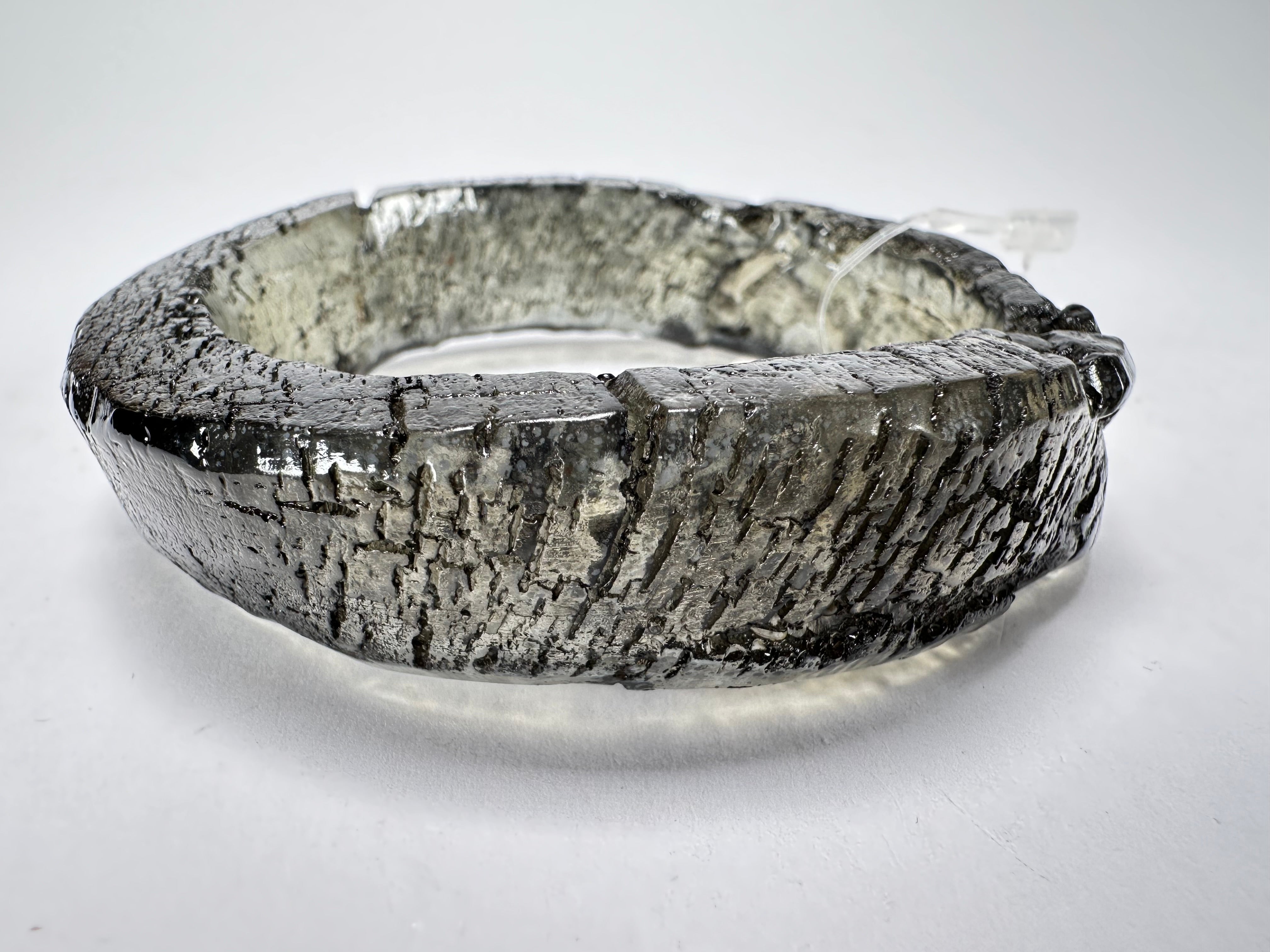 Jackie Brazil "Smoked Crystal" Charcoal Donut Solid Round 3.4cm Bangle ( B2876 )