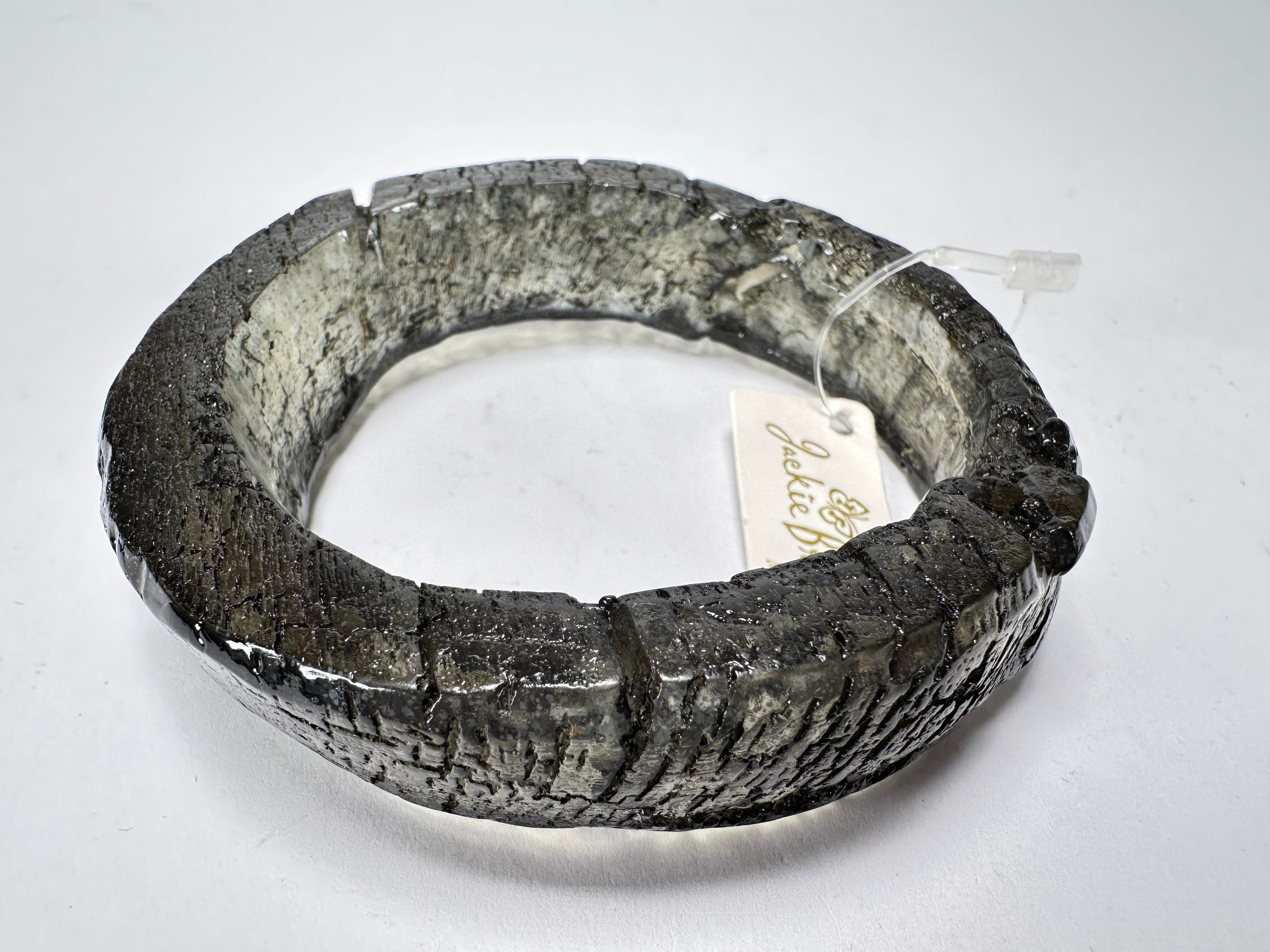 Jackie Brazil "Smoked Crystal" Charcoal Donut Solid Round 3.4cm Bangle ( B2876 )