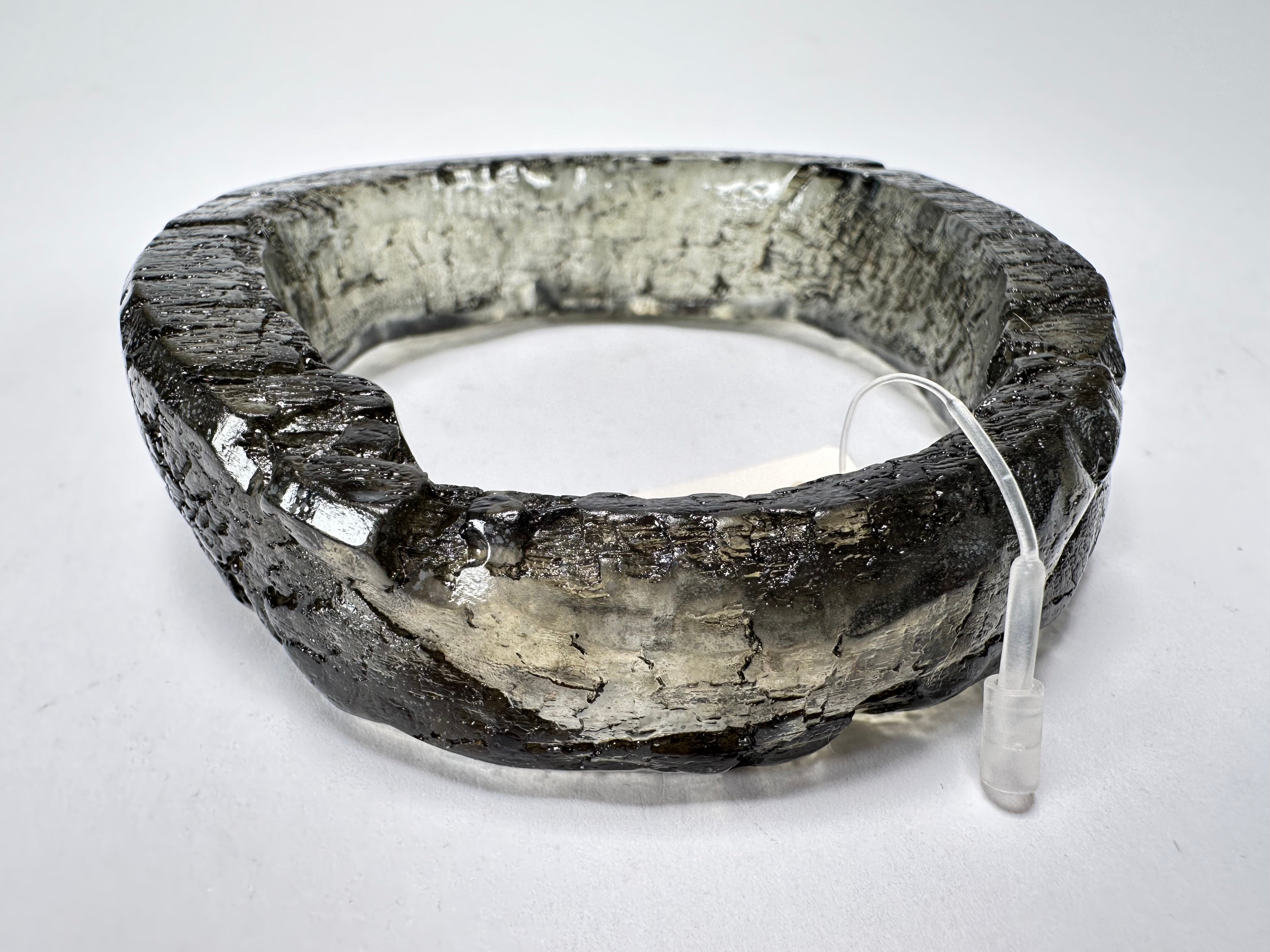 Jackie Brazil "Smoked Crystal" Charcoal Donut Solid Round 3.4cm Bangle ( B2876 )