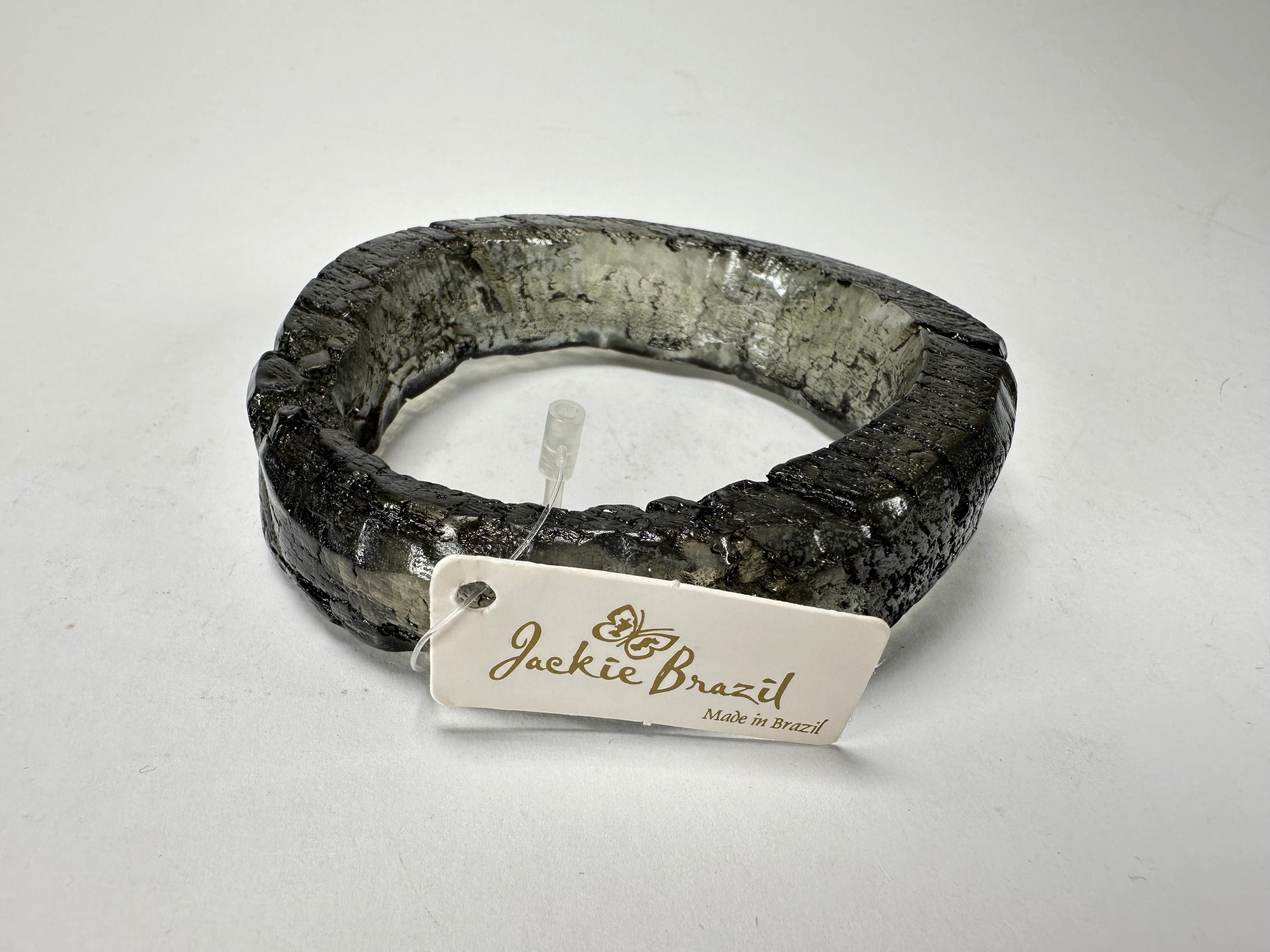 Jackie Brazil "Smoked Crystal" Charcoal Donut Solid Round 3.4cm Bangle ( B2876 )