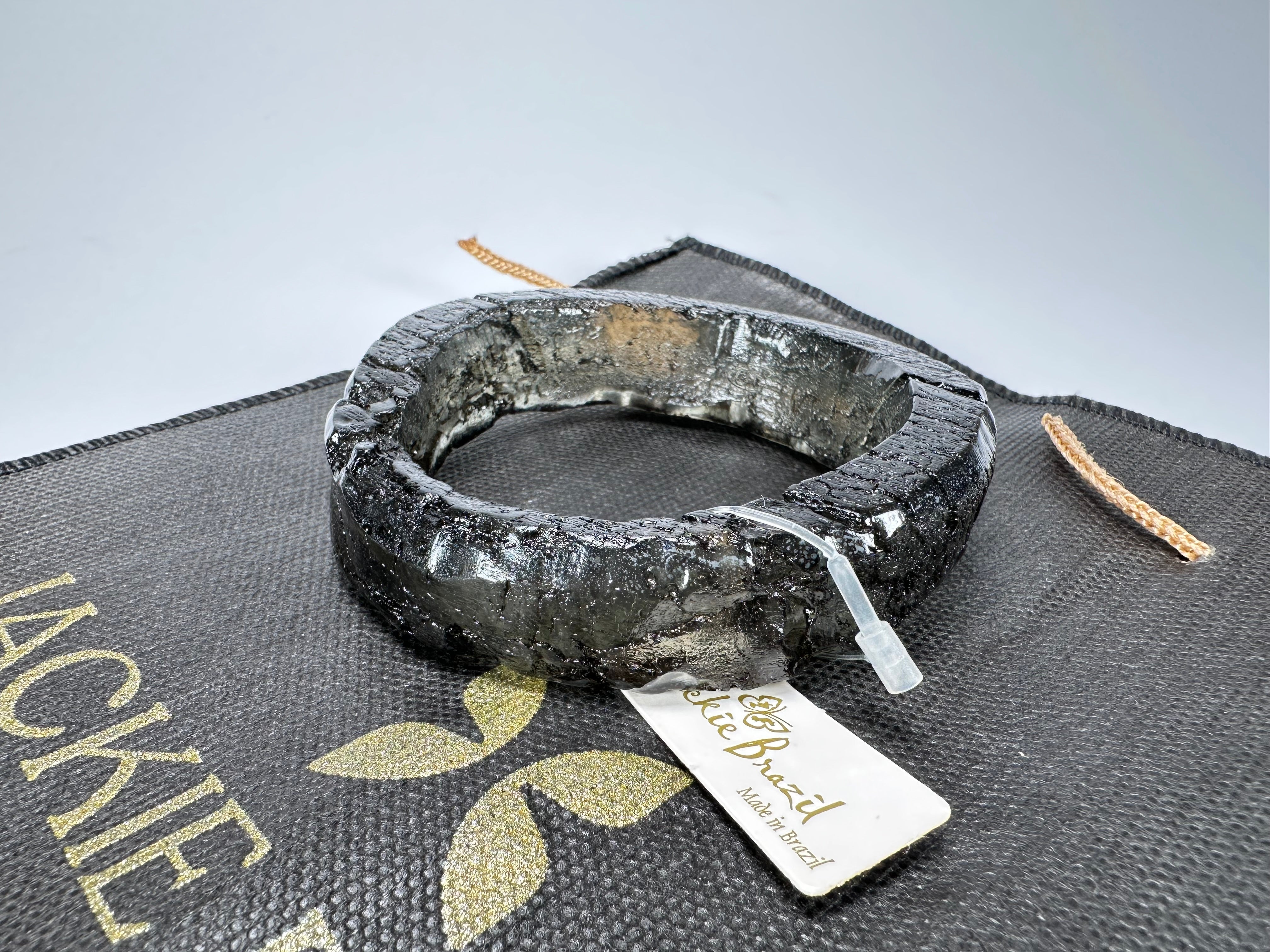 Jackie Brazil "Smoked Crystal" Charcoal Donut Solid Round 3.4cm Bangle ( B2876 )