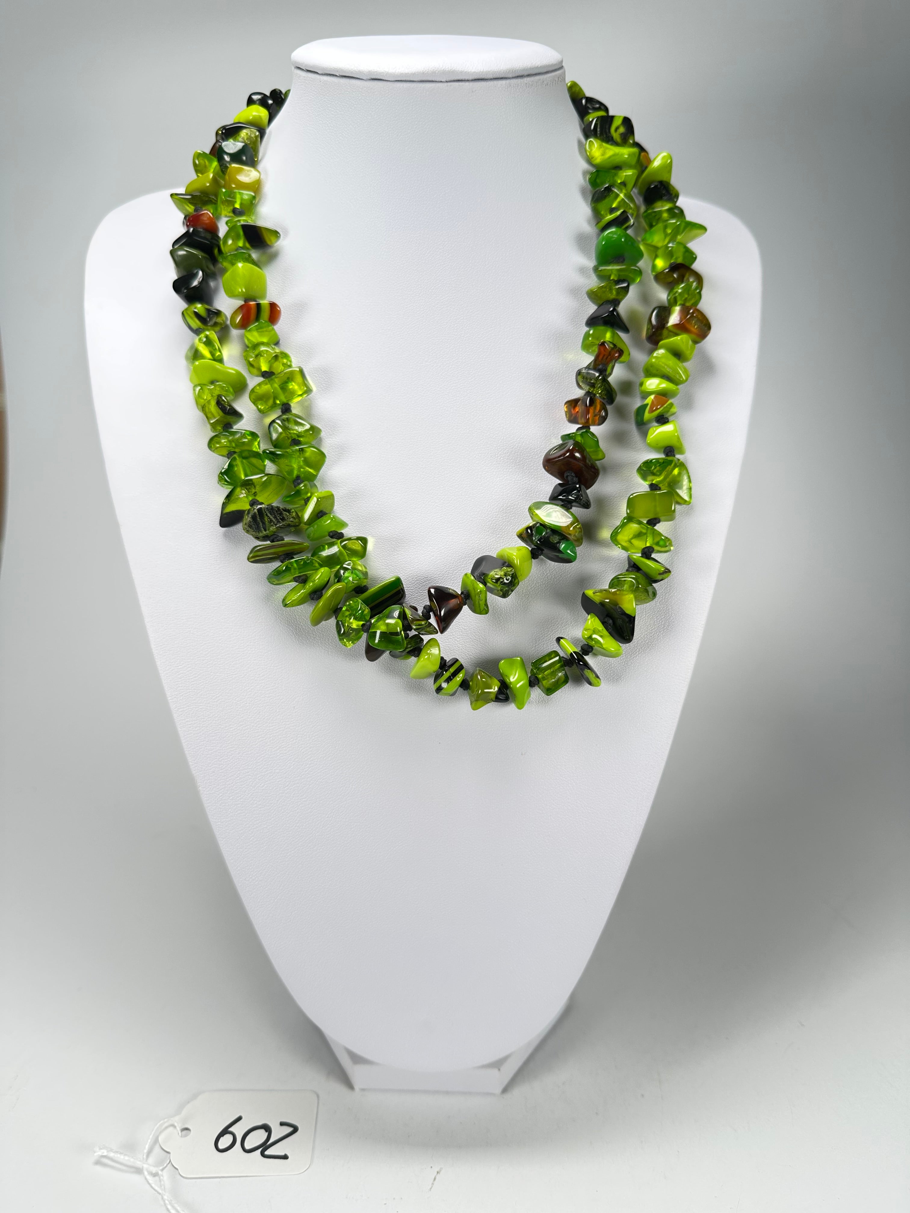 Jackie Brazil "Orient Express" 1 Strand Small Light Green Mix Bead Long 110cm Necklace ( N3571 )