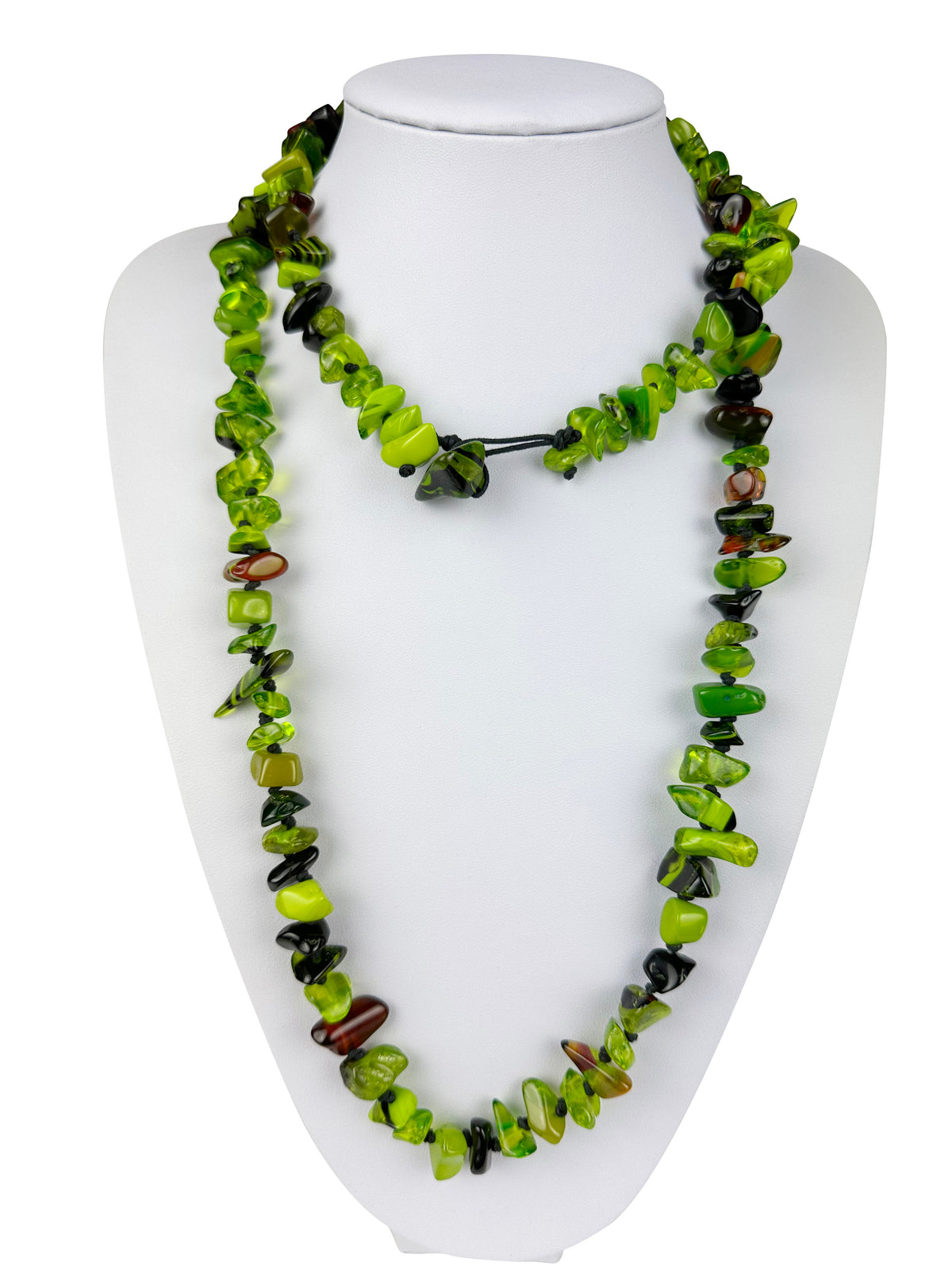 Jackie Brazil "Orient Express" 1 Strand Small Light Green Mix Bead Long 110cm Necklace ( N3571 )