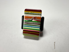 Jackie Brazil "Toppa" Liquorice Spring Mix Resin Ring ( R0152 ) UK Q / USA 8