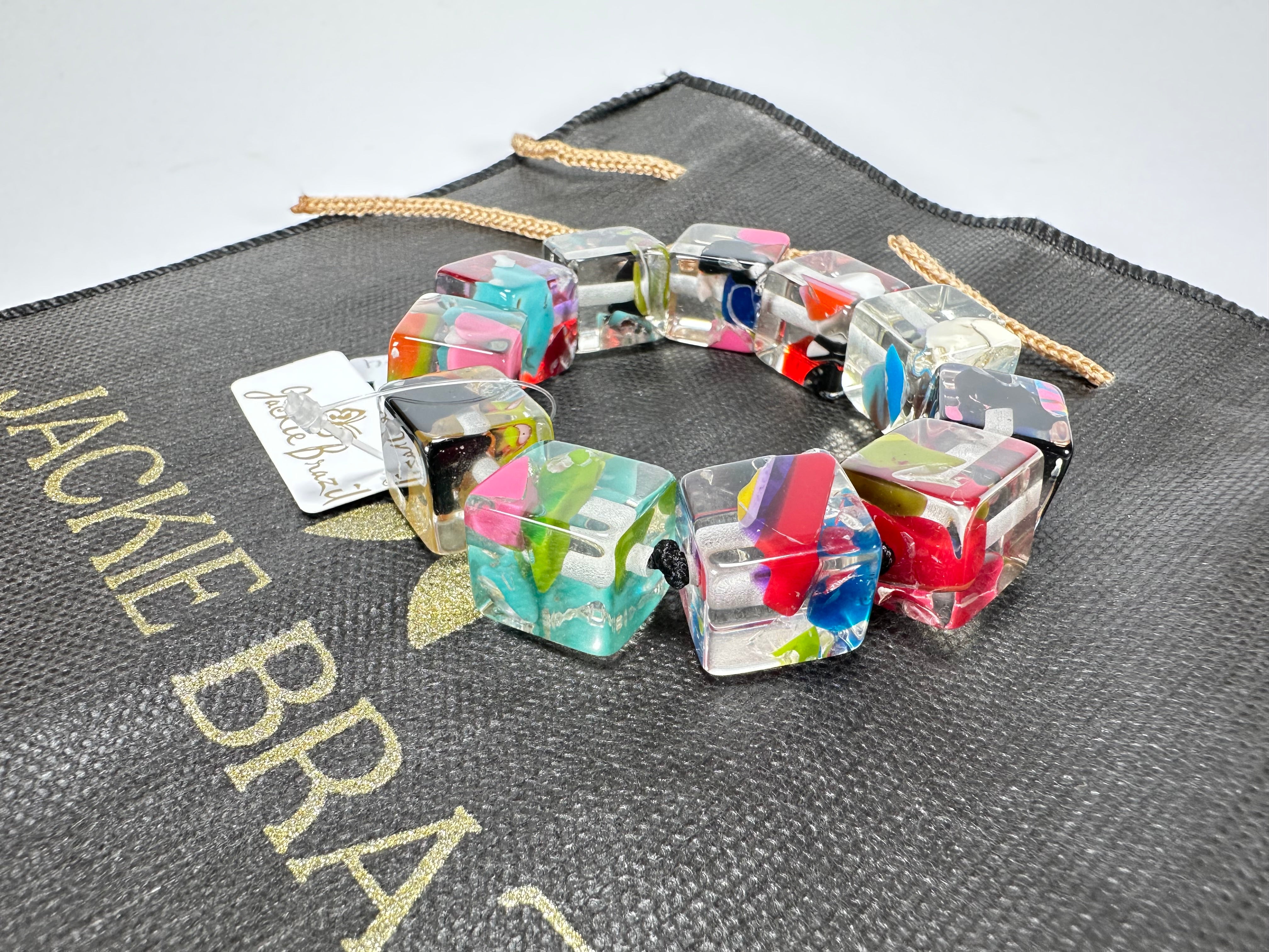 Jackie Brazil "Cascade" Liquorice Small Cubes Bracelet ( B0224 )