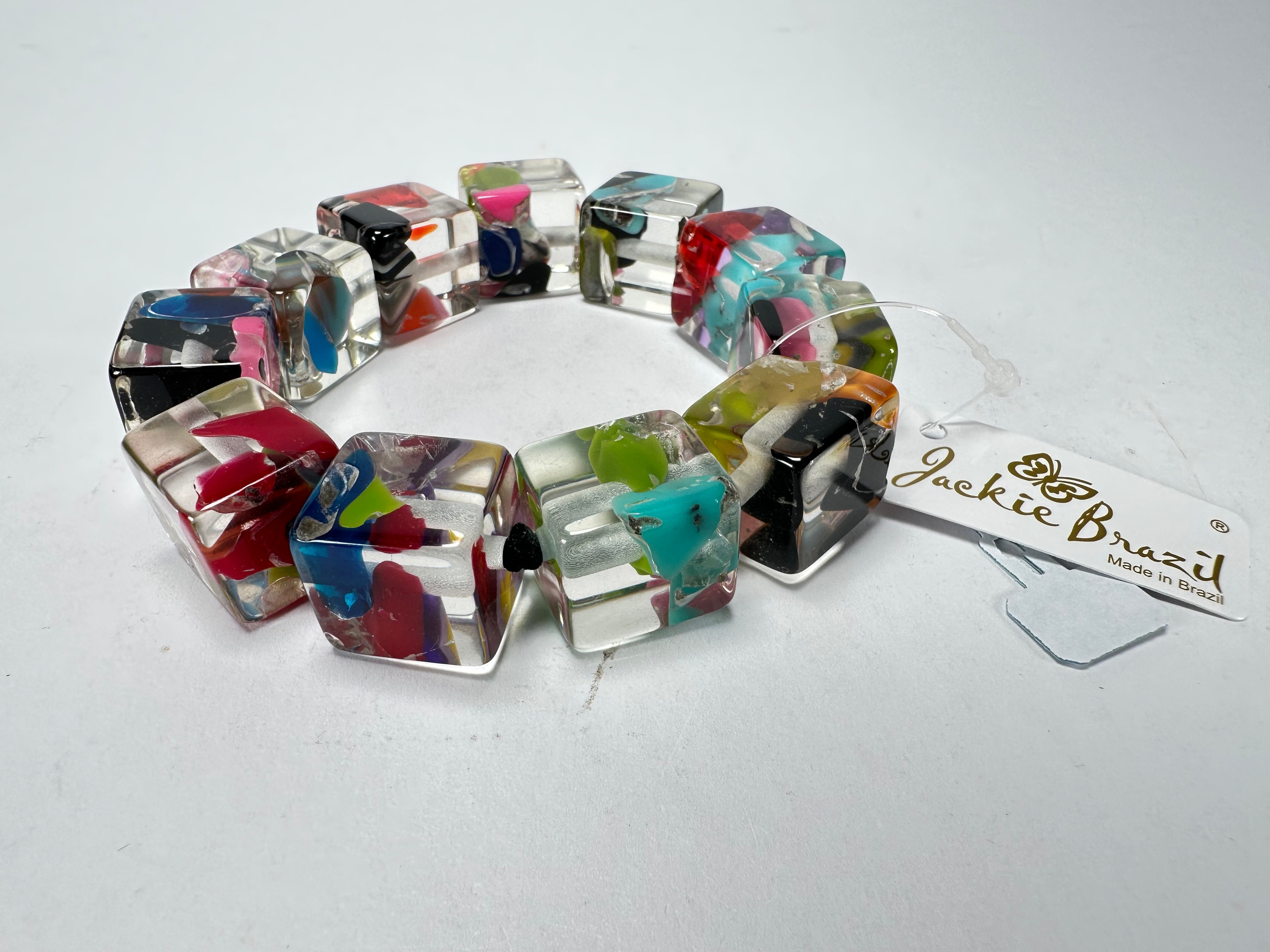 Jackie Brazil "Cascade" Liquorice Small Cubes Bracelet ( B0224 )