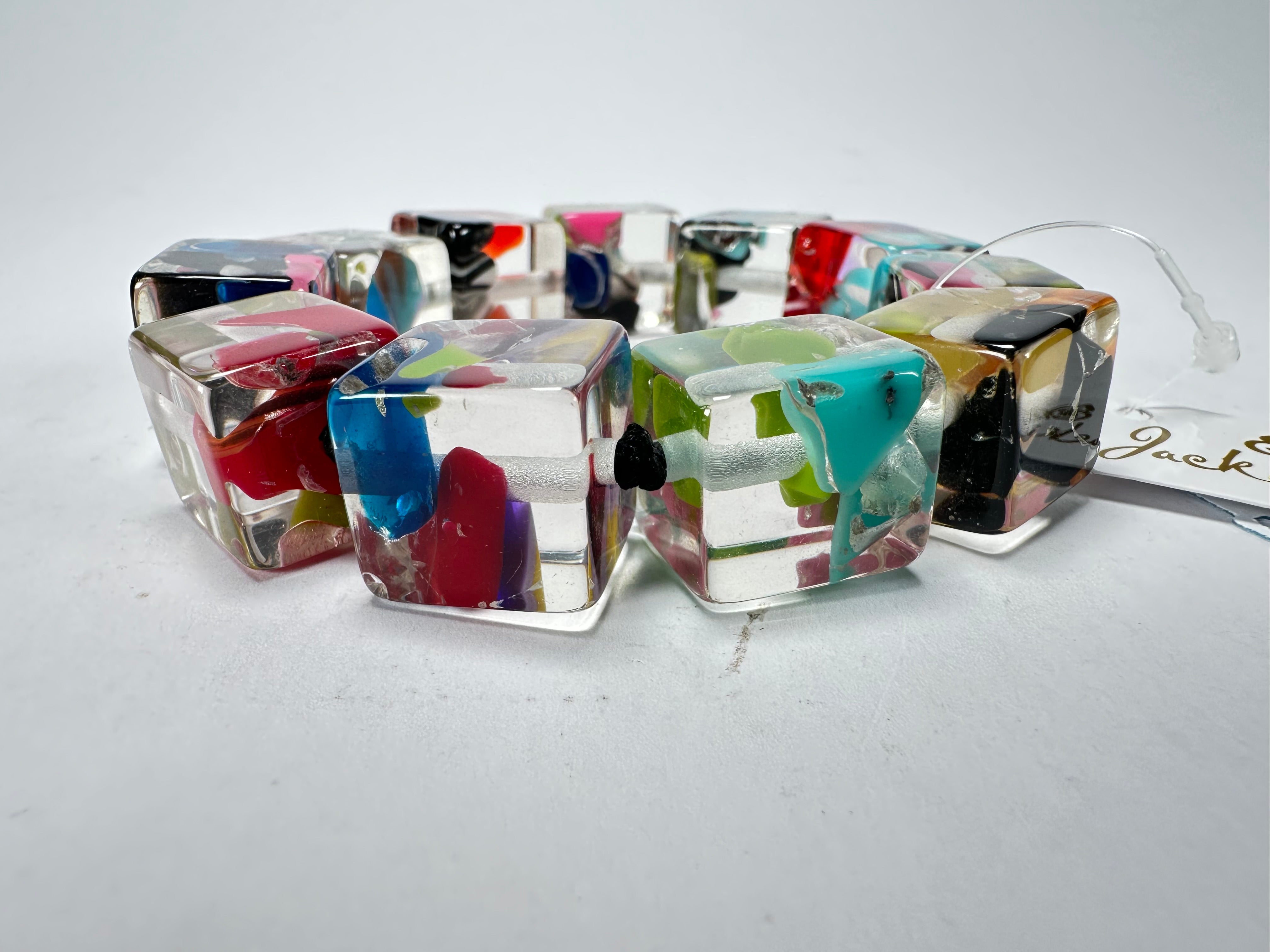 Jackie Brazil "Cascade" Liquorice Small Cubes Bracelet ( B0224 )