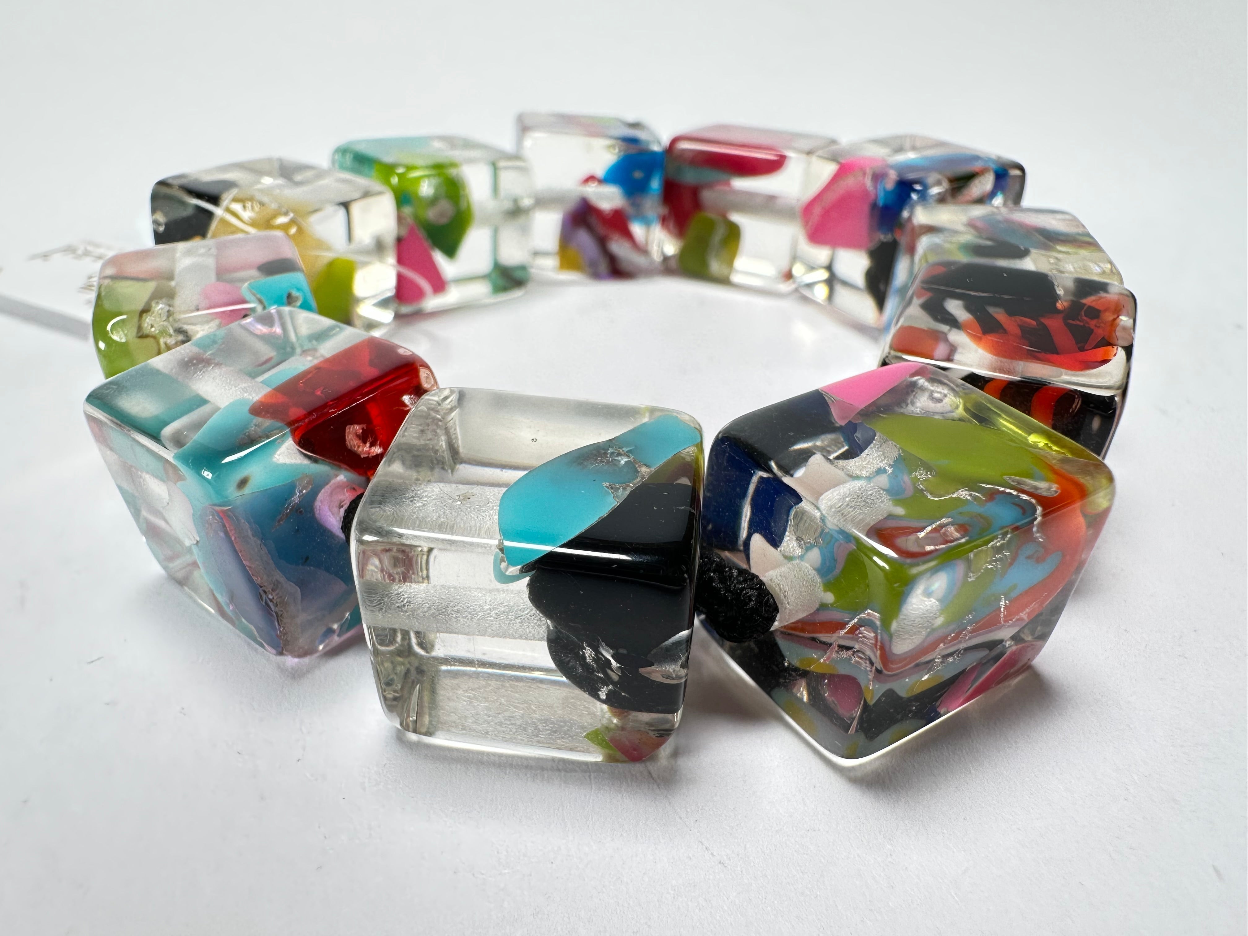 Jackie Brazil "Cascade" Liquorice Small Cubes Bracelet ( B0224 )