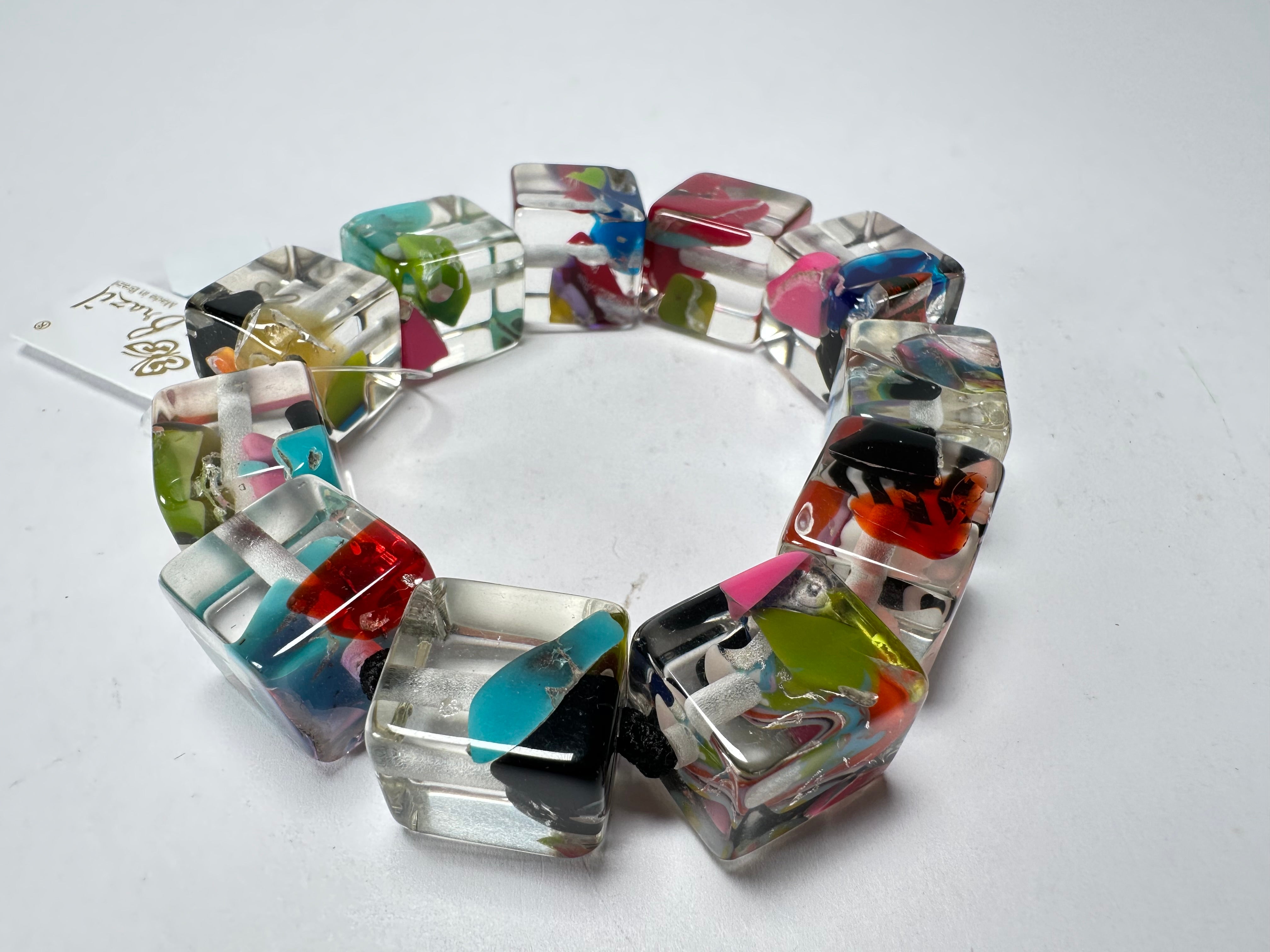 Jackie Brazil "Cascade" Liquorice Small Cubes Bracelet ( B0224 )